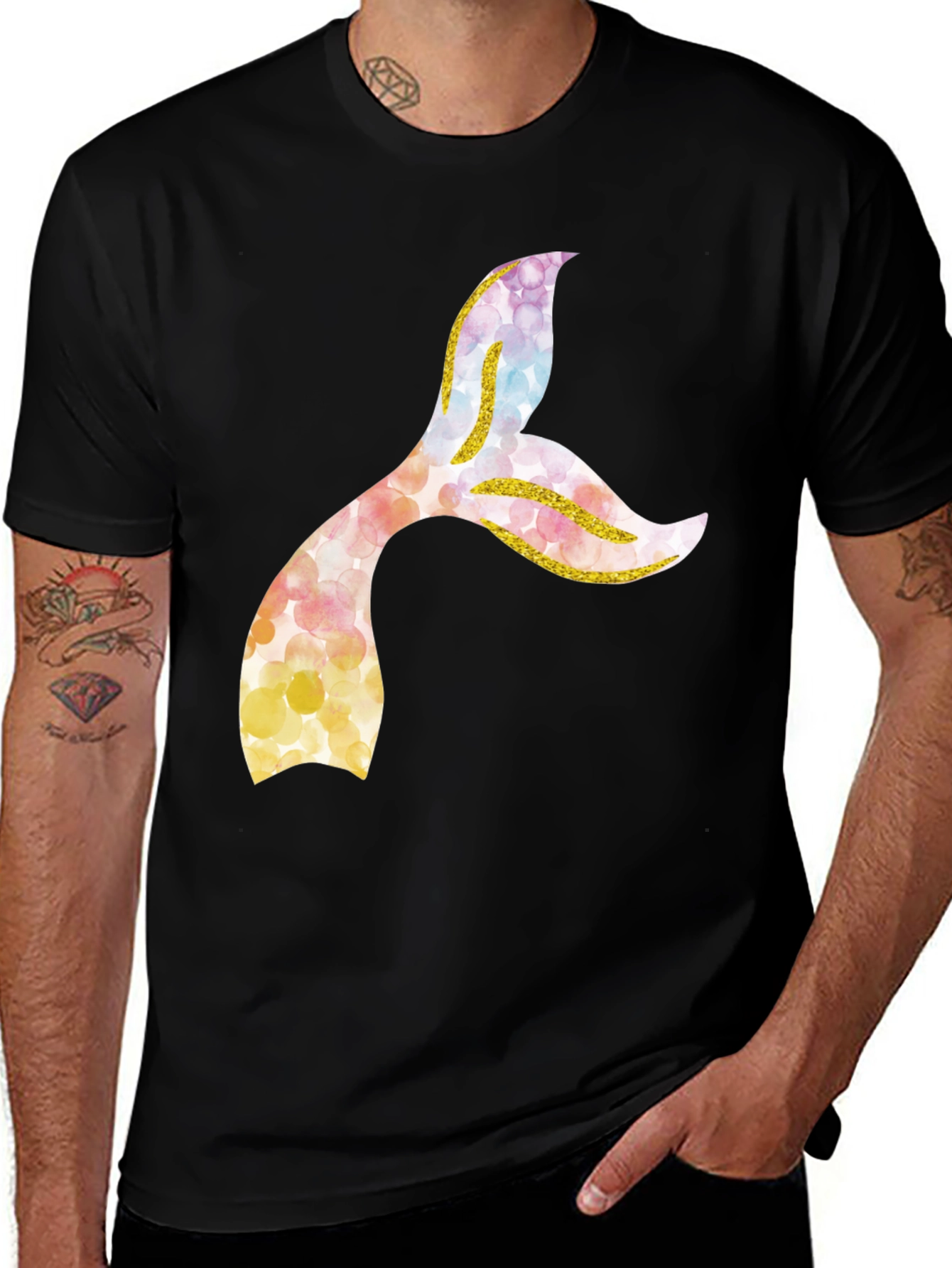 Mermaid Tail Graphic Tee - Black