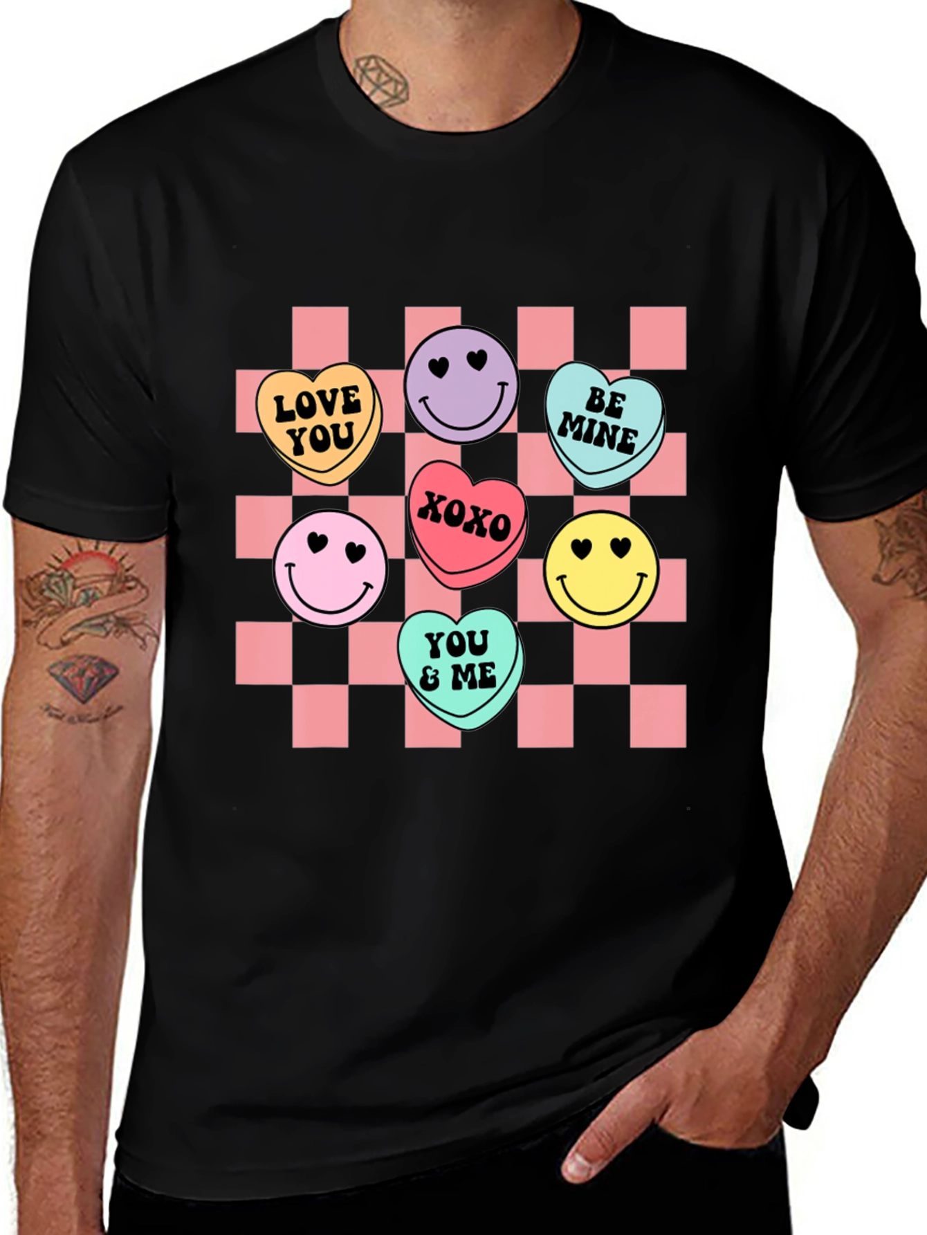 Candy Heart Checkered Valentine's Day T-Shirt