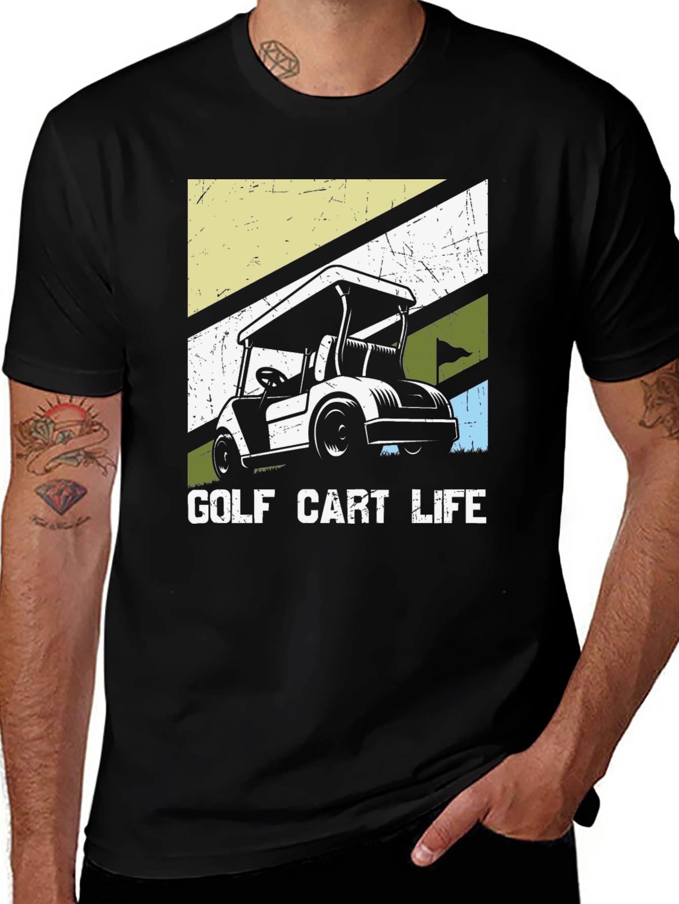 Variant 3 of Golf Cart Life Graphic Tee - Black Cotton T-Shirt