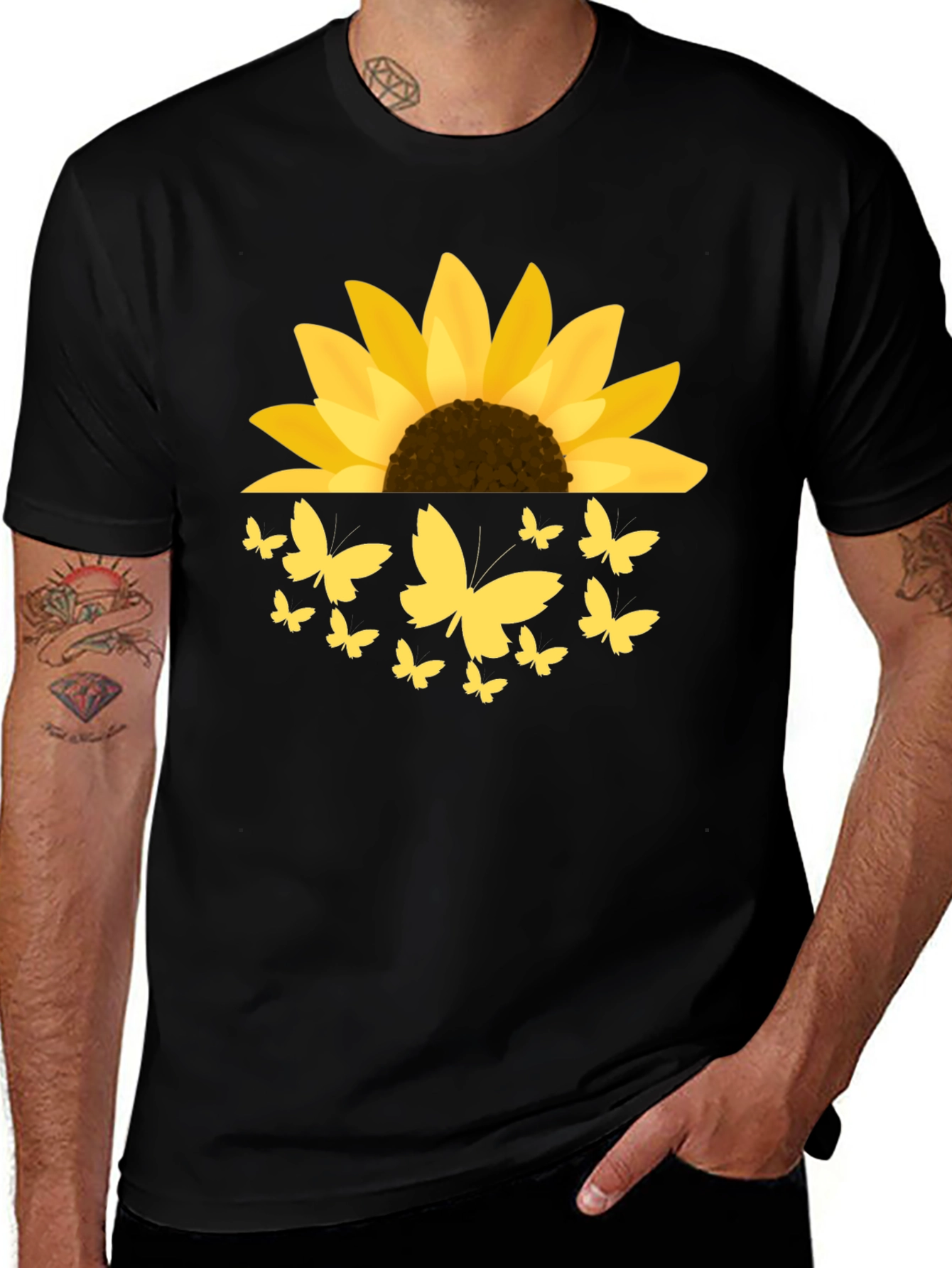 Variant 2 of Sunflower & Butterfly Graphic Tee
