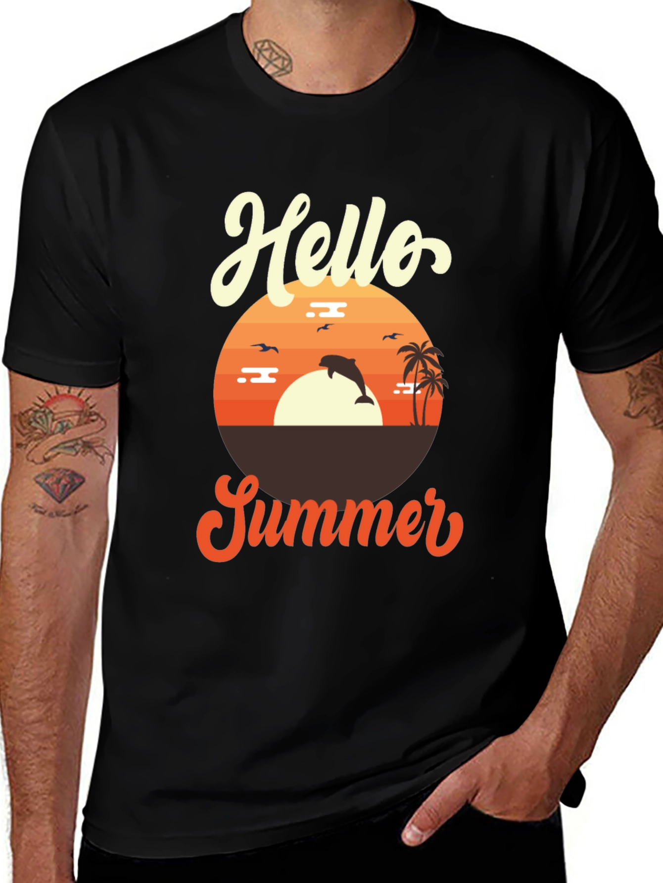 Variant 16 of Hello Summer Dolphin Graphic Tee