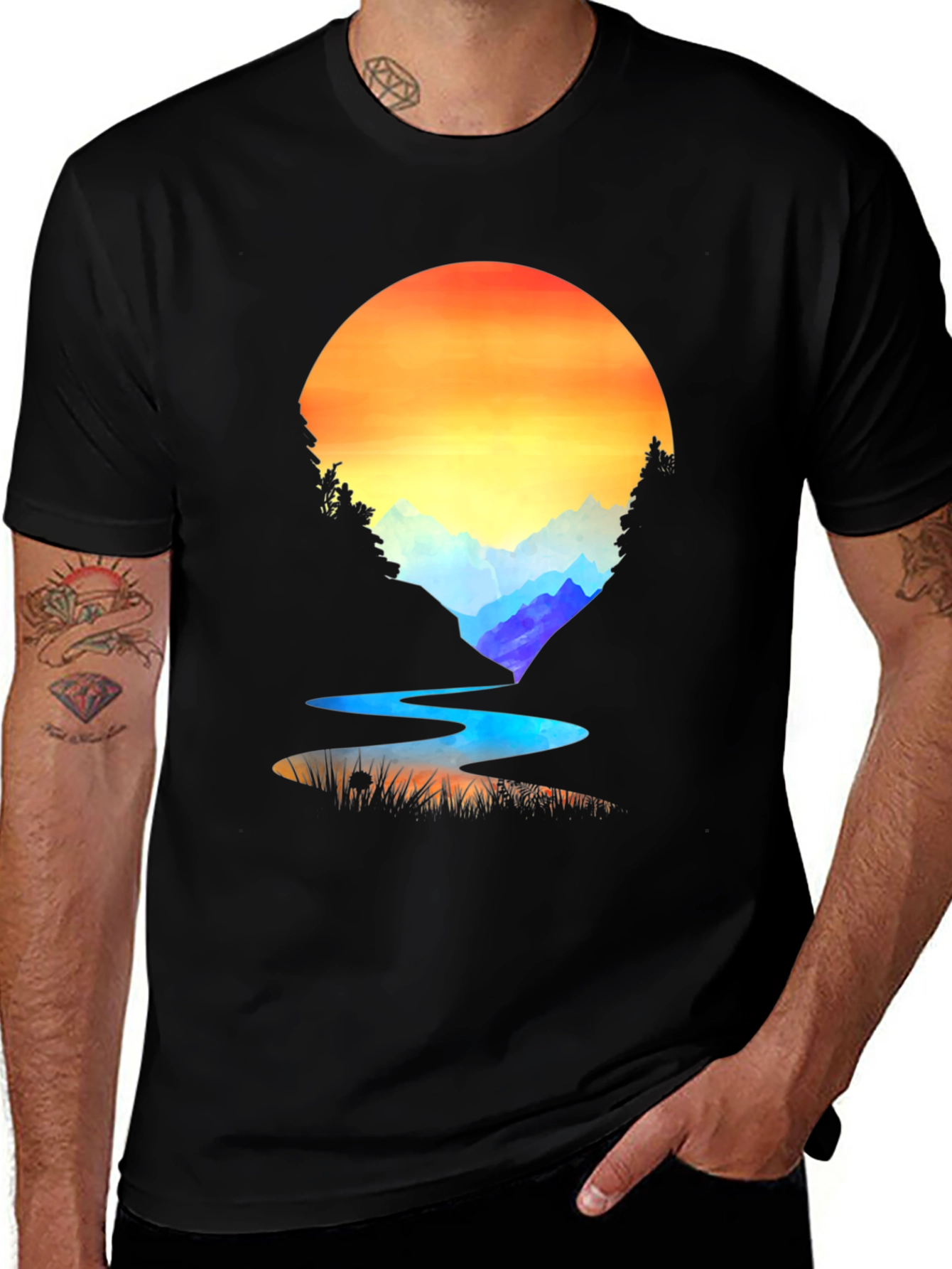 Variant 18 of Mountain Sunset Graphic Tee - Nature Inspired Design