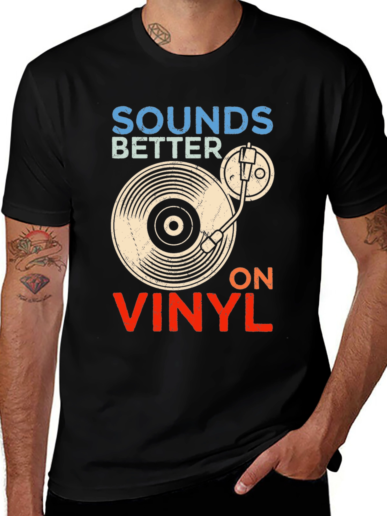 Variant 5 of Sounds Better on Vinyl Graphic T-Shirt - Retro Music Lover Tee