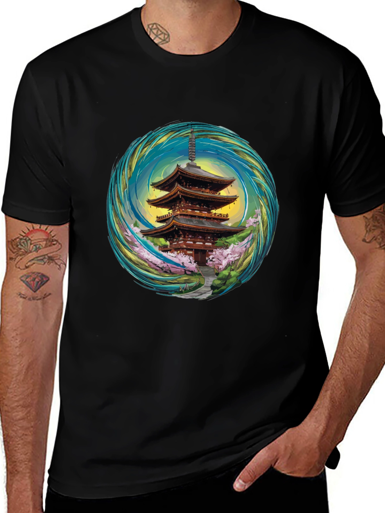 Variant 23 of Pagoda T-Shirt - Unique Artistic Design