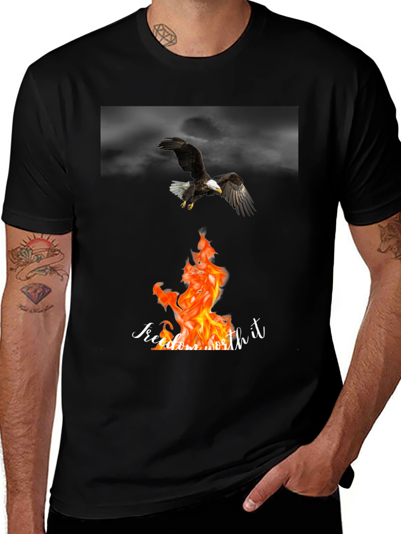 Variant 4 of Eagle & Flame Graphic Tee - Freedom Shirt
