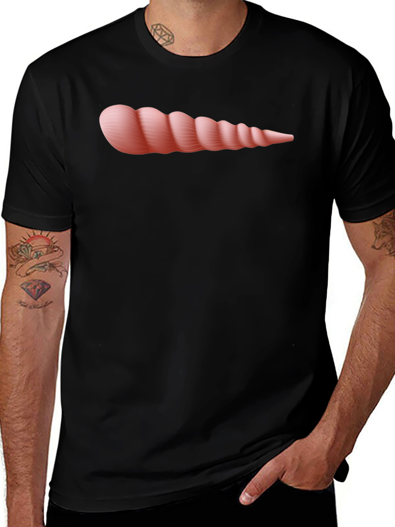 Novelty Seashell Graphic T-Shirt - Black