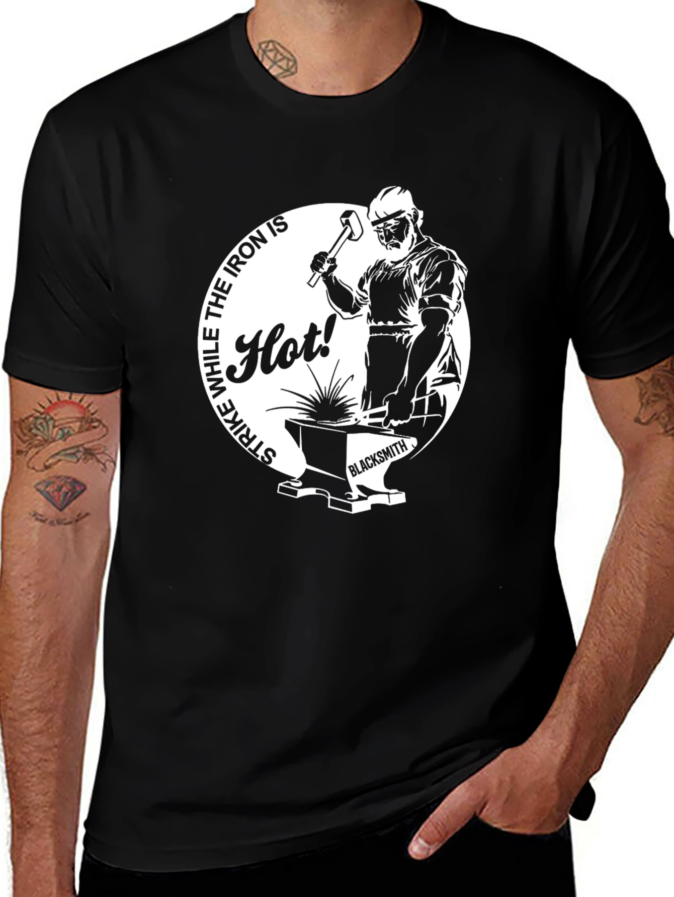 Blacksmith Graphic T-Shirt - Strike While The Iron Is Hot