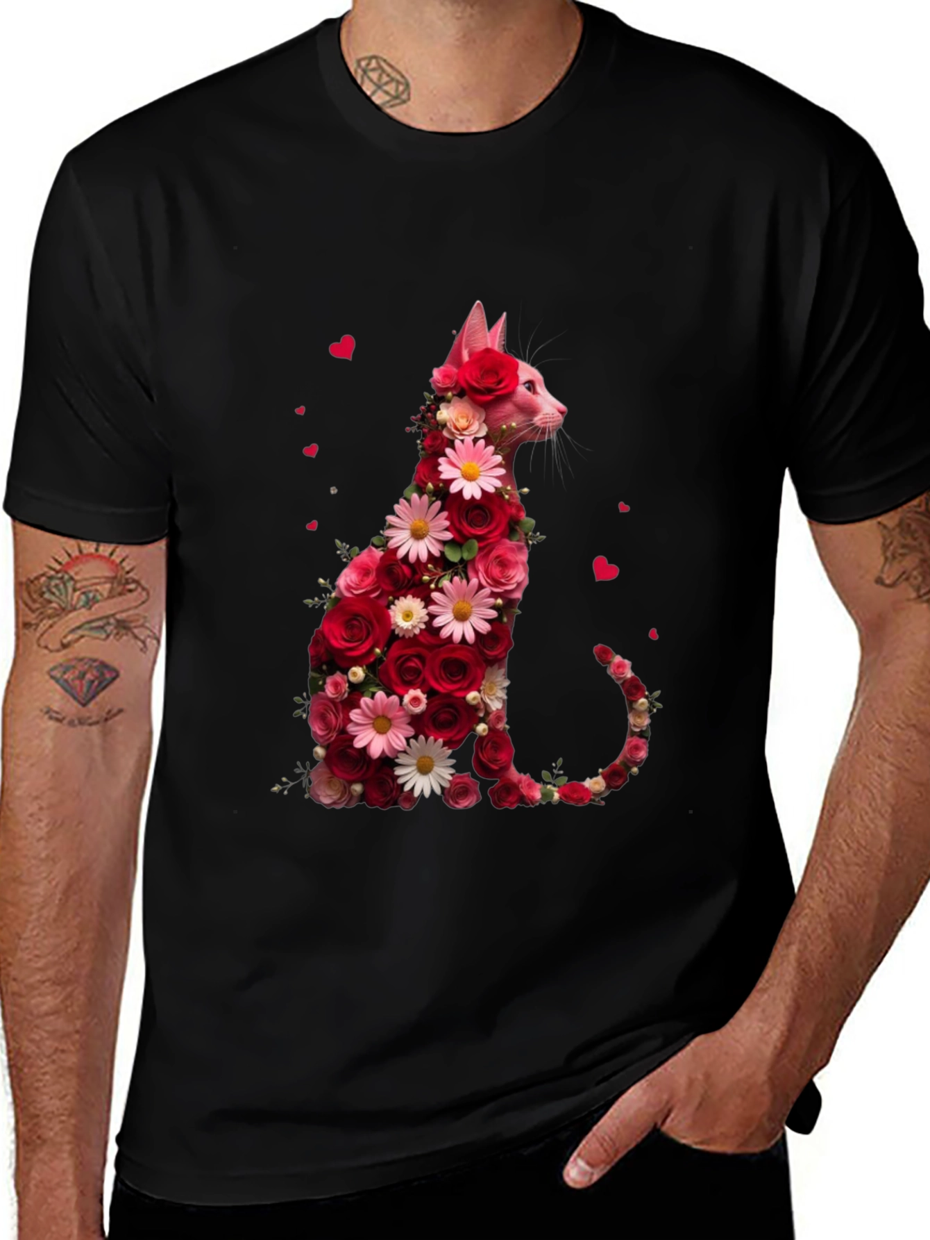 Variant 22 of Floral Cat Graphic Tee - Stylish Unisex T-Shirt