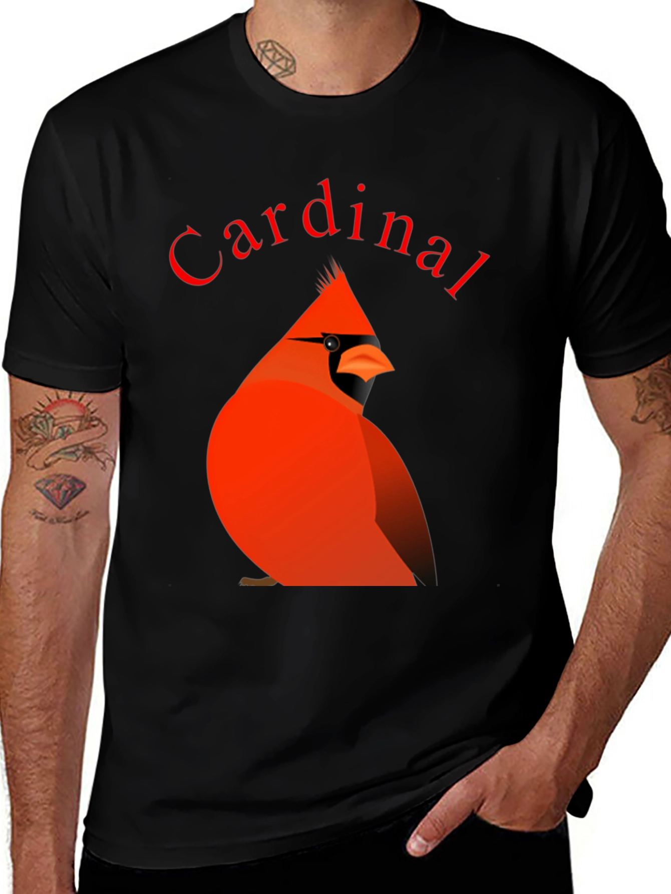 Variant 19 of Cardinal Bird Graphic Tee - Black Cotton T-Shirt