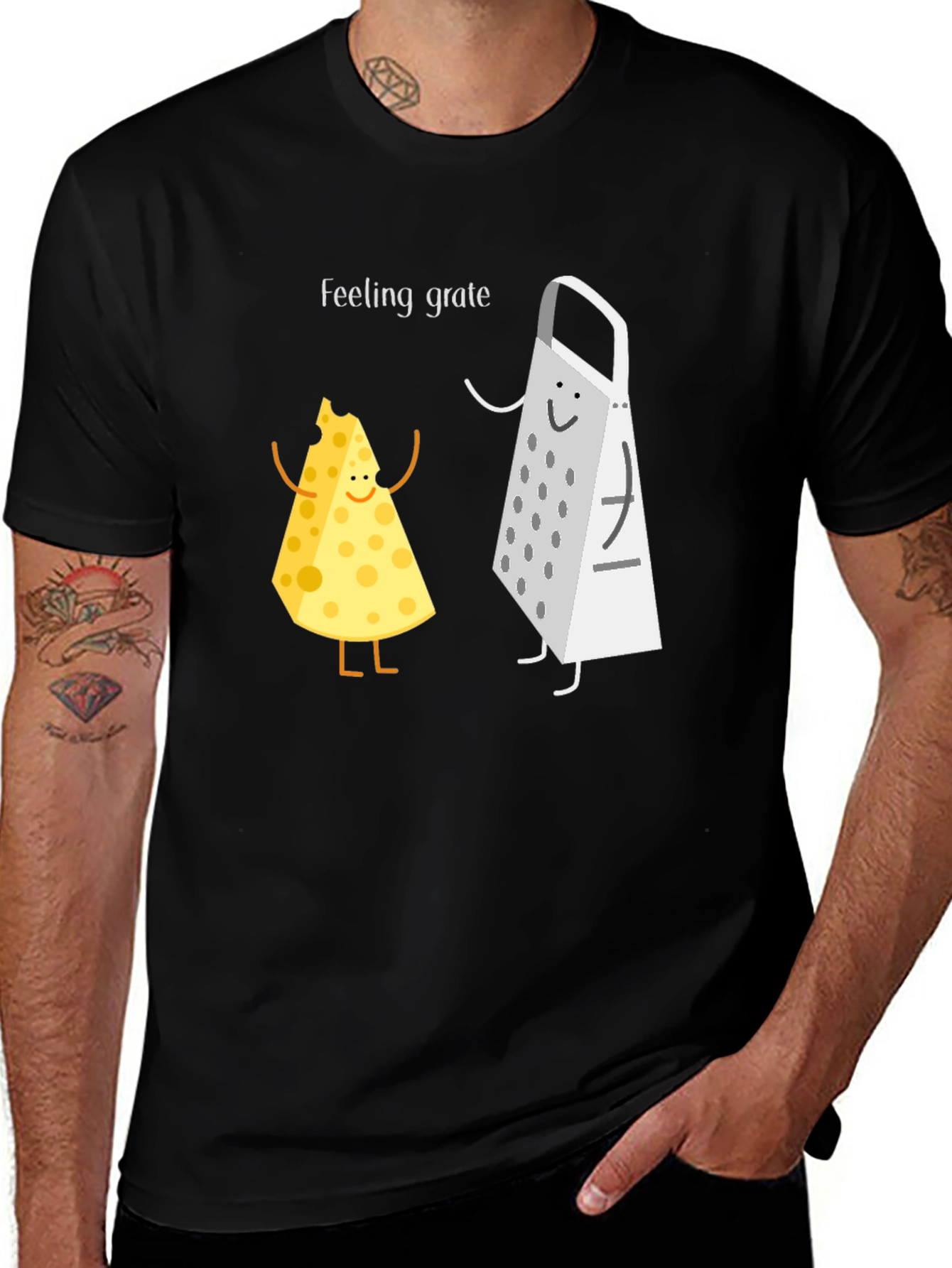 Variant 3 of Feeling Grate Black T-Shirt Cheese & Grater Graphic
