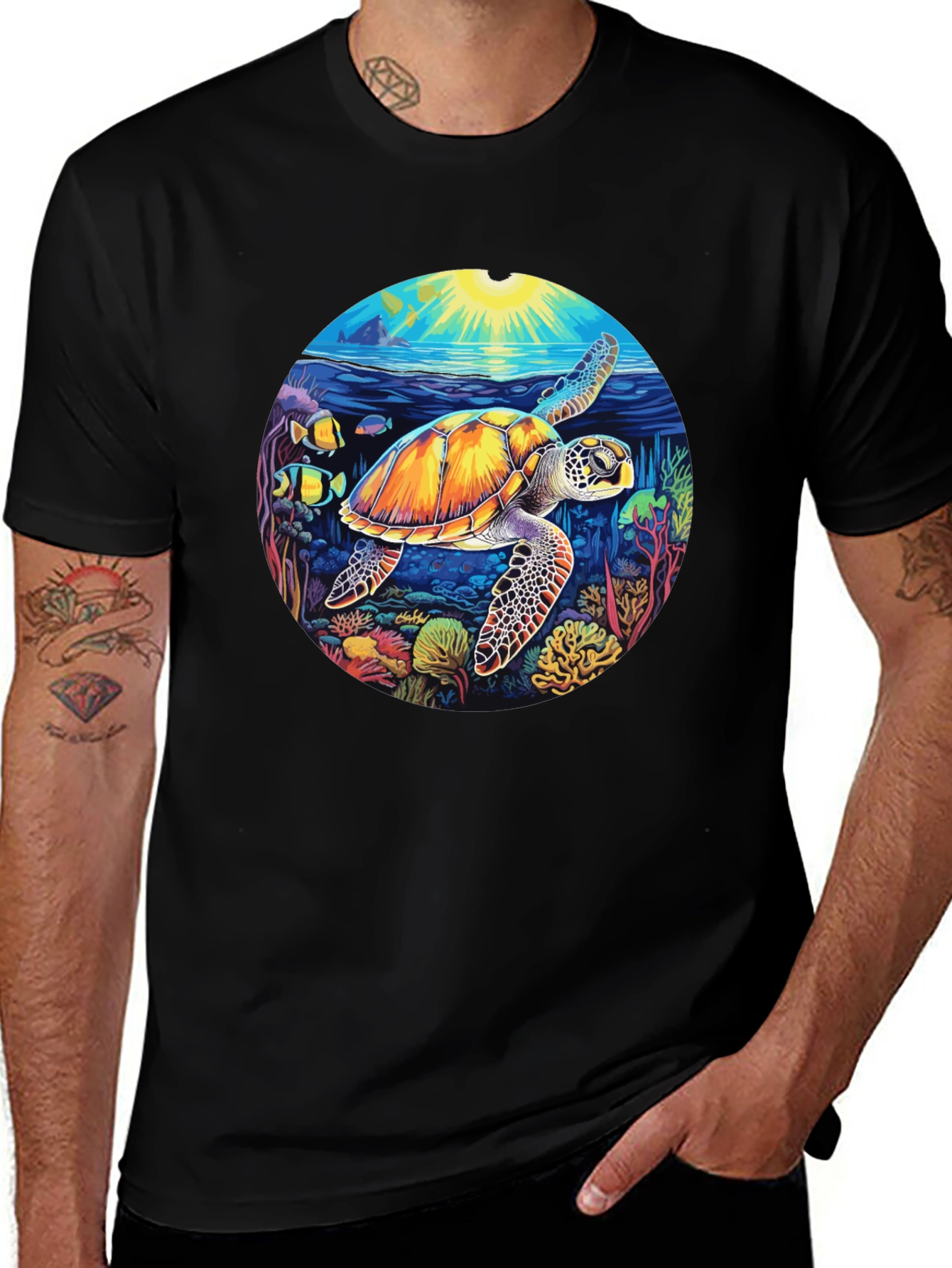 Variant 30 of Turtle Reef Graphic Tee - Black