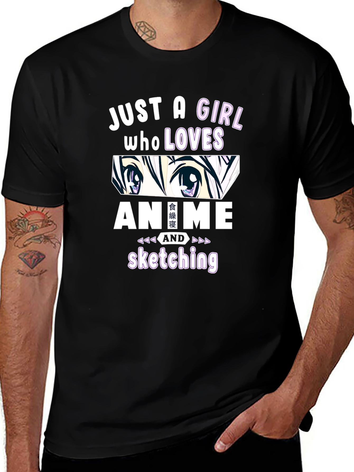 Variant 12 of Anime Lover Girl's T-Shirt Sketching Fan Tee