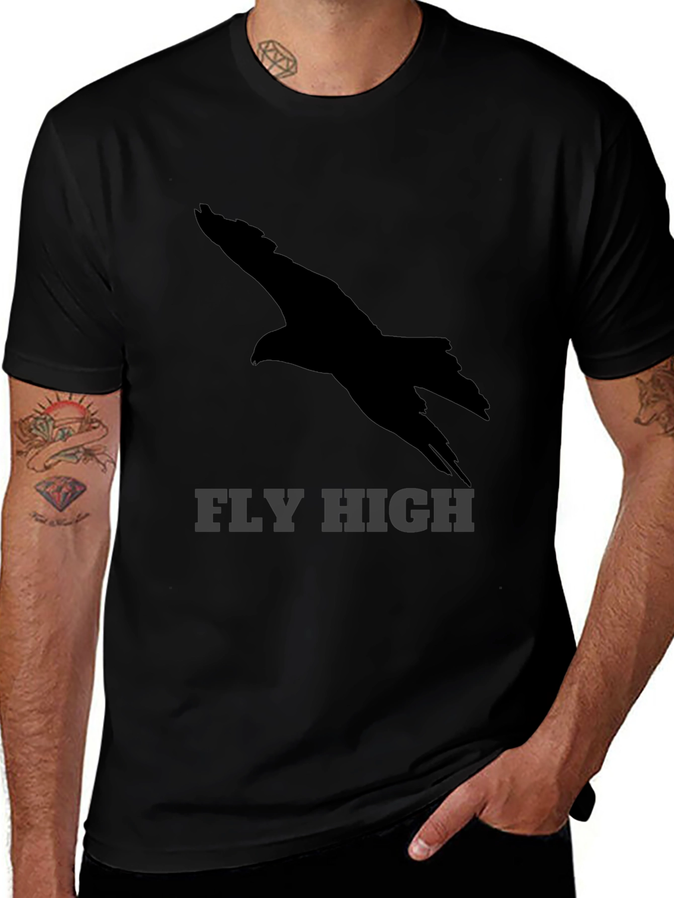 Variant 25 of Fly High Eagle Graphic Black T-Shirt