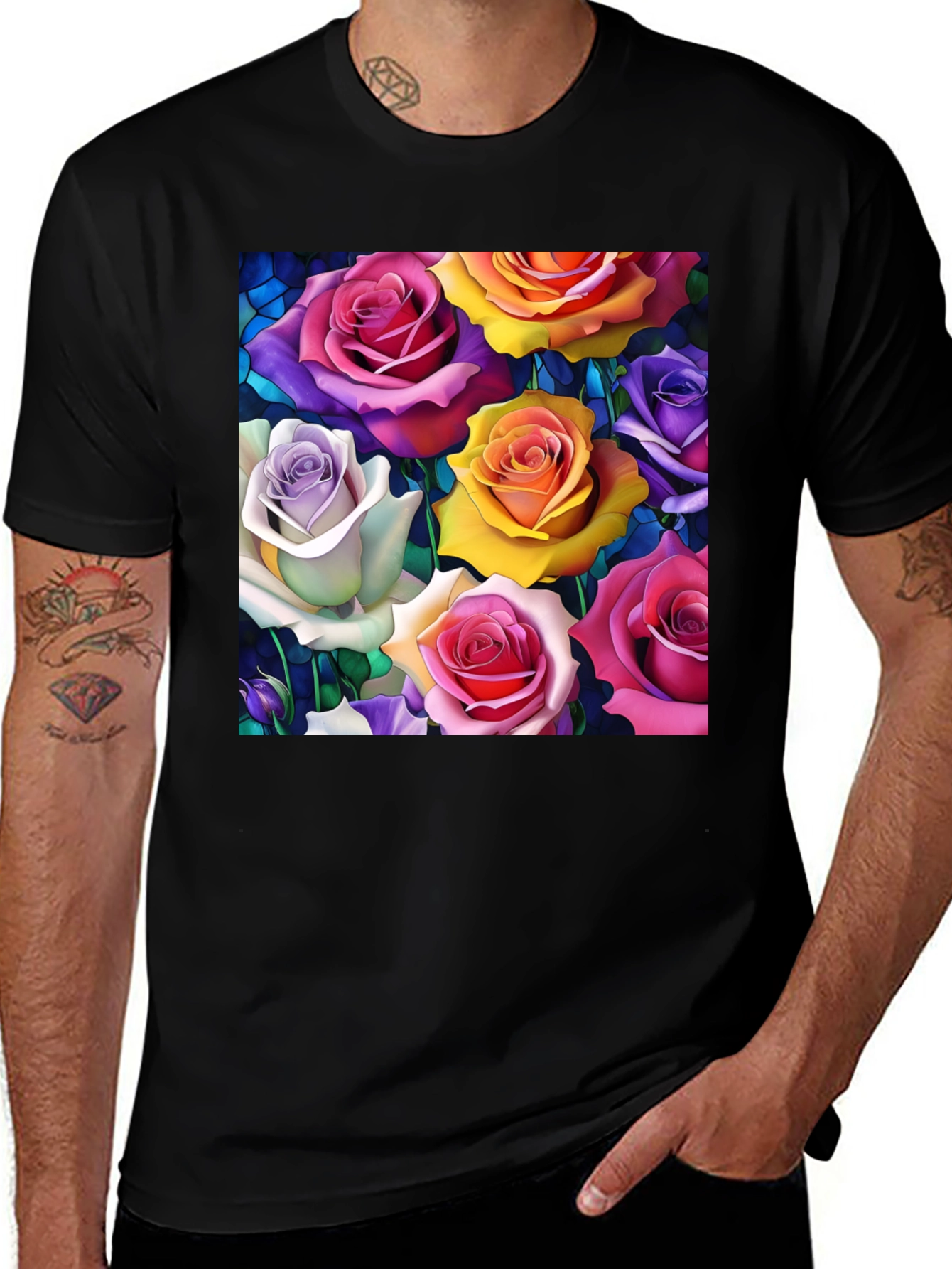 Variant 30 of Vibrant Roses Graphic Tee - Floral Pattern T-Shirt