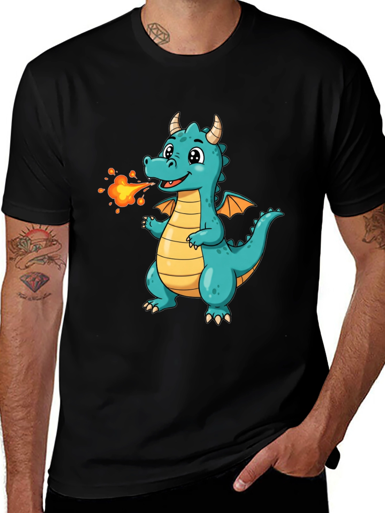 Variant 16 of Cute Fire Dragon Graphic Tee - Kids' Fun Shirt