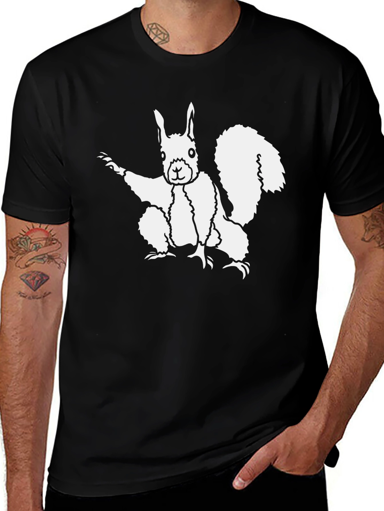 Variant 2 of Squirrel Graphic Tee - Black Cotton T-Shirt