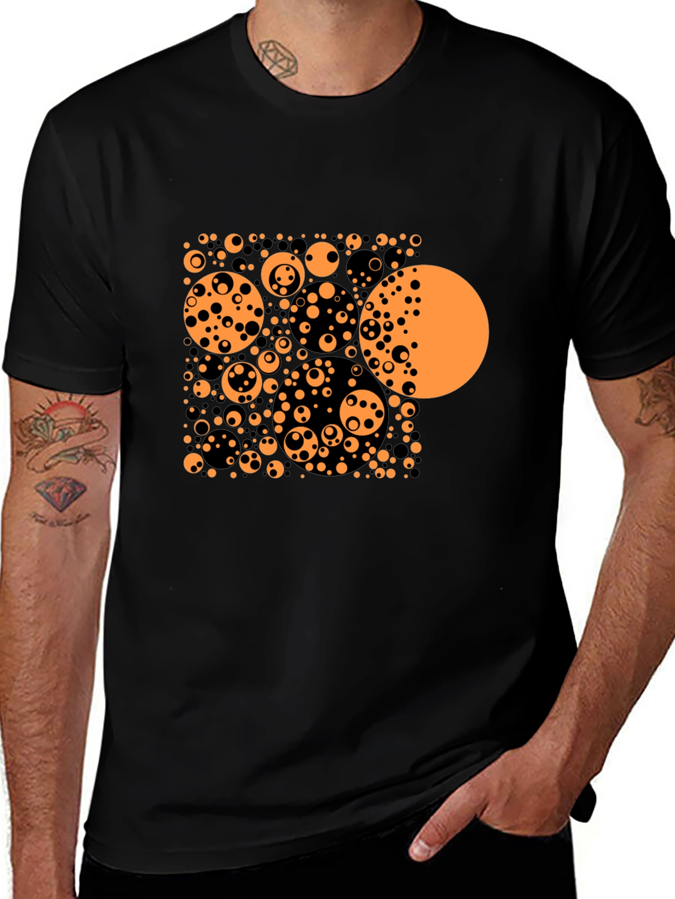 Variant 13 of Abstract Circle Pattern Black T-Shirt