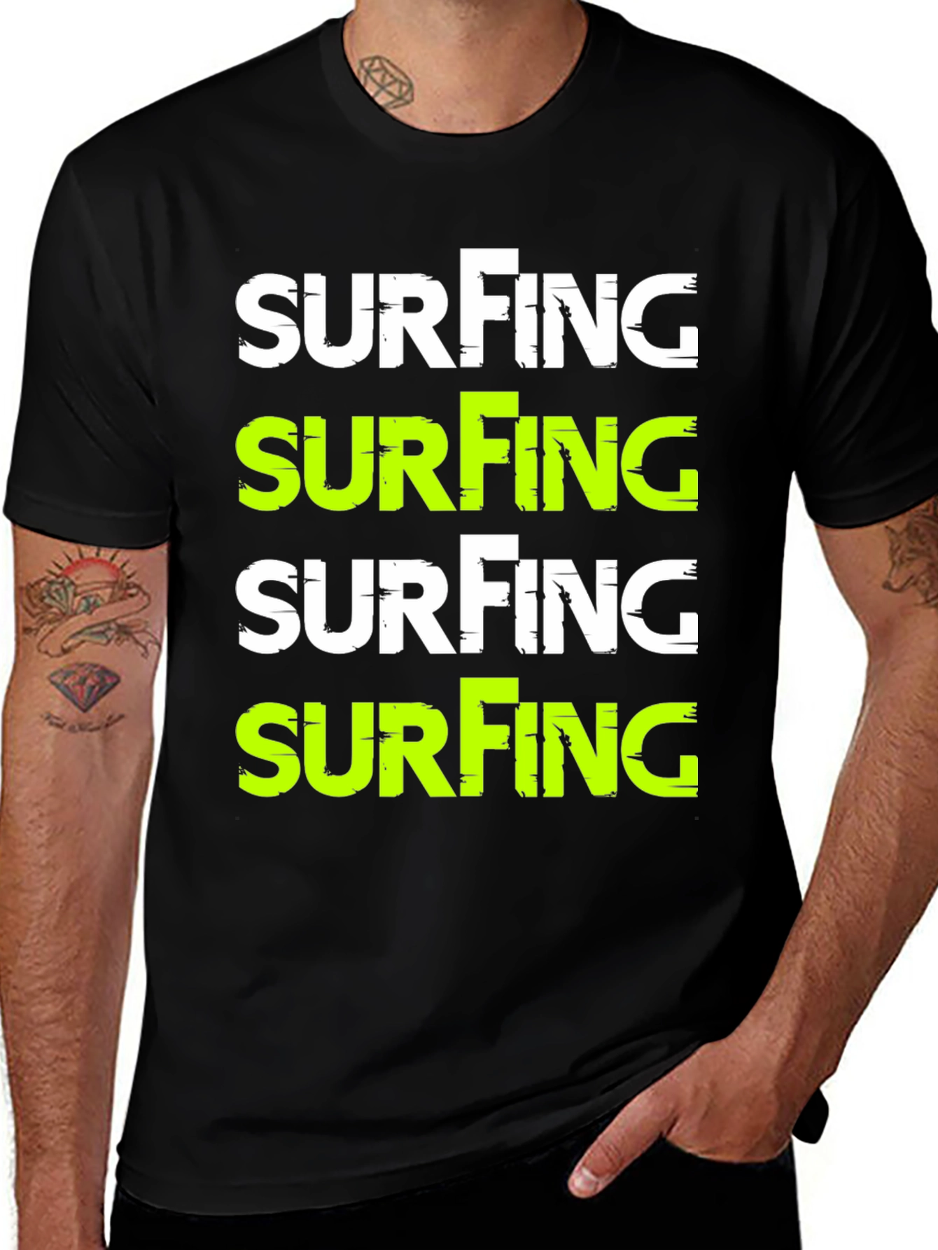 Variant 23 of Surfing Graphic Tee - Black T-Shirt