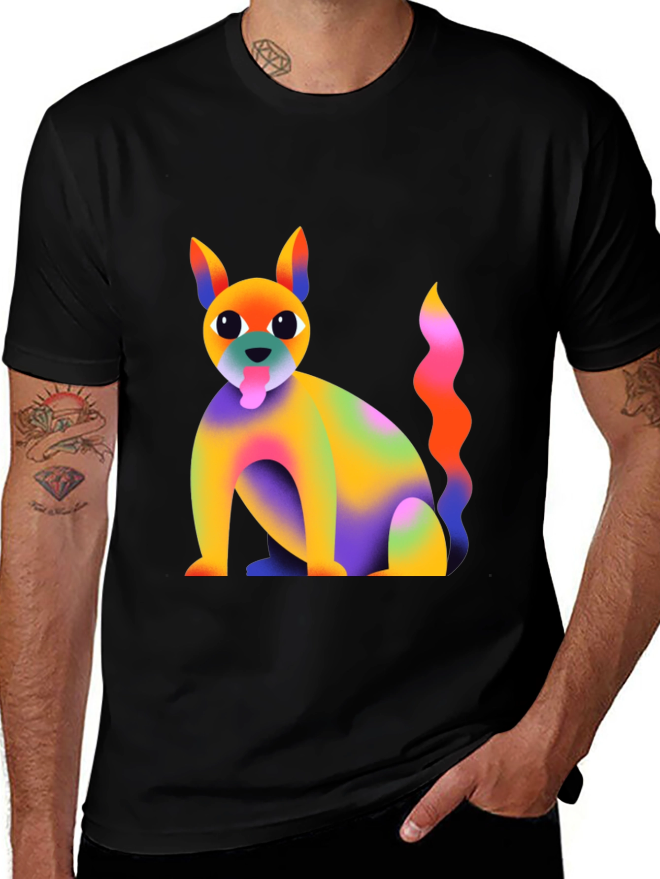 Variant 27 of Rainbow Dog Graphic T-Shirt - Quirky and Fun!
