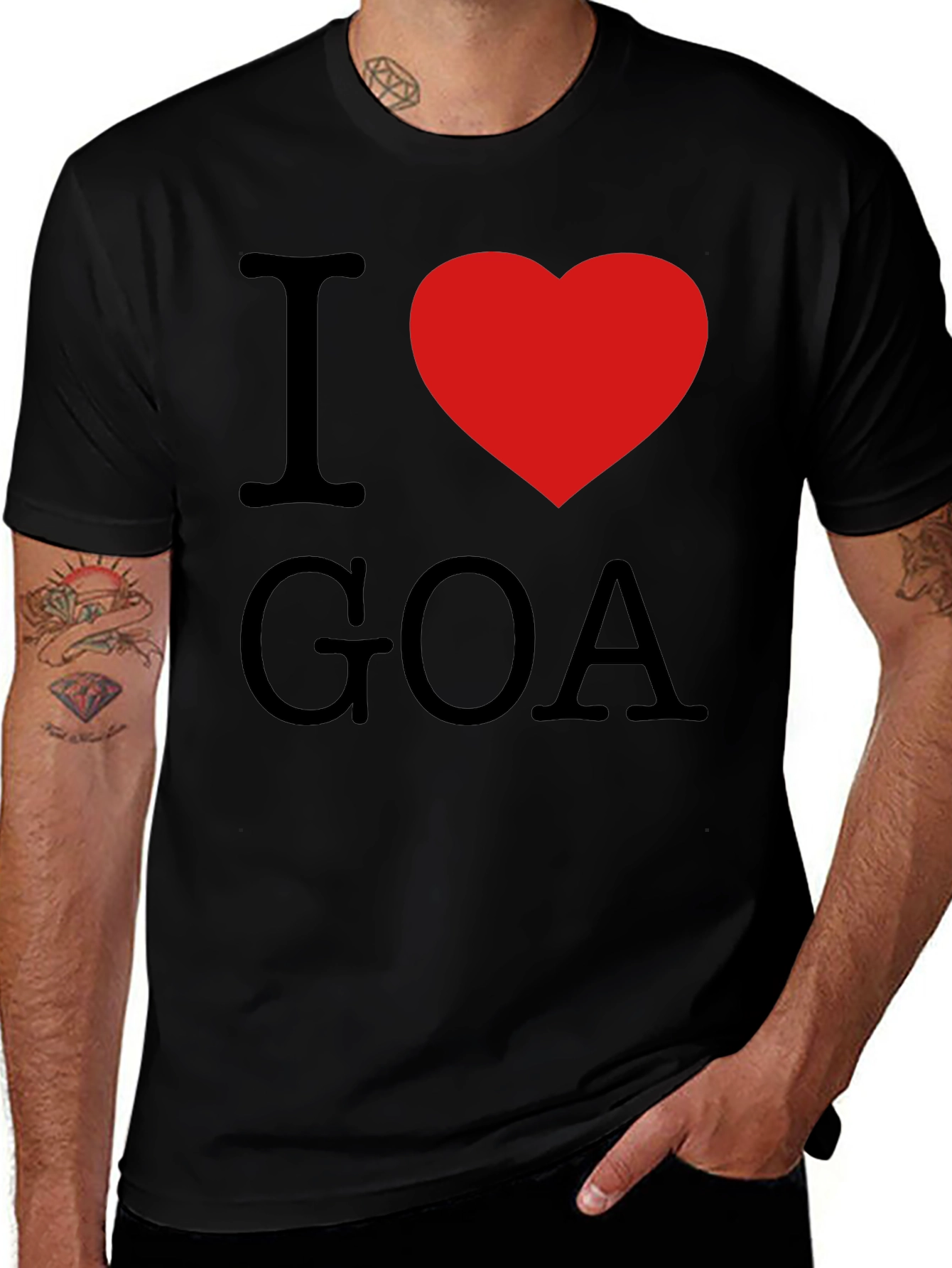 I Love Goa T-Shirt - Black with Red Heart