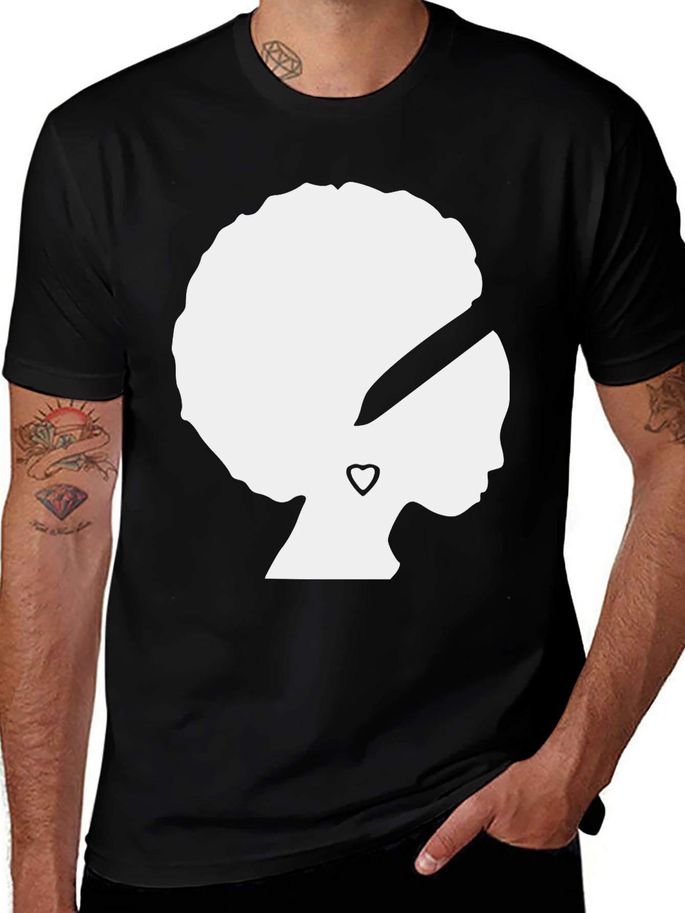 Variant 25 of Afro Silhouette Tee - Stylish Black Cotton T-Shirt
