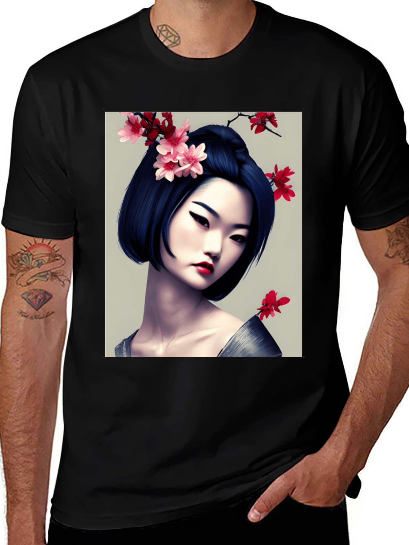 Variant 14 of Geisha Portrait Graphic T-Shirt - Unique Style