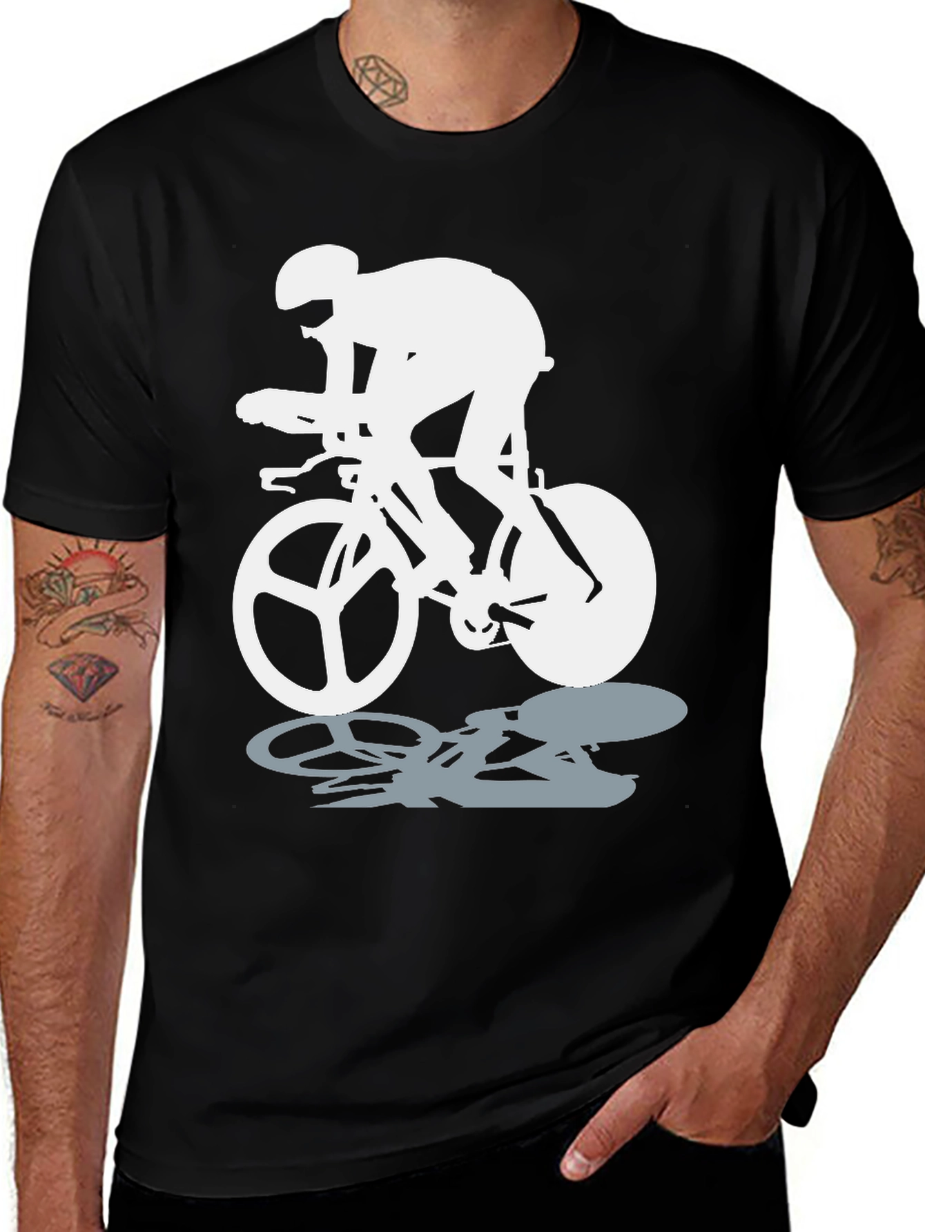 Variant 27 of Cyclist Graphic Tee - Black Cotton Blend T-Shirt