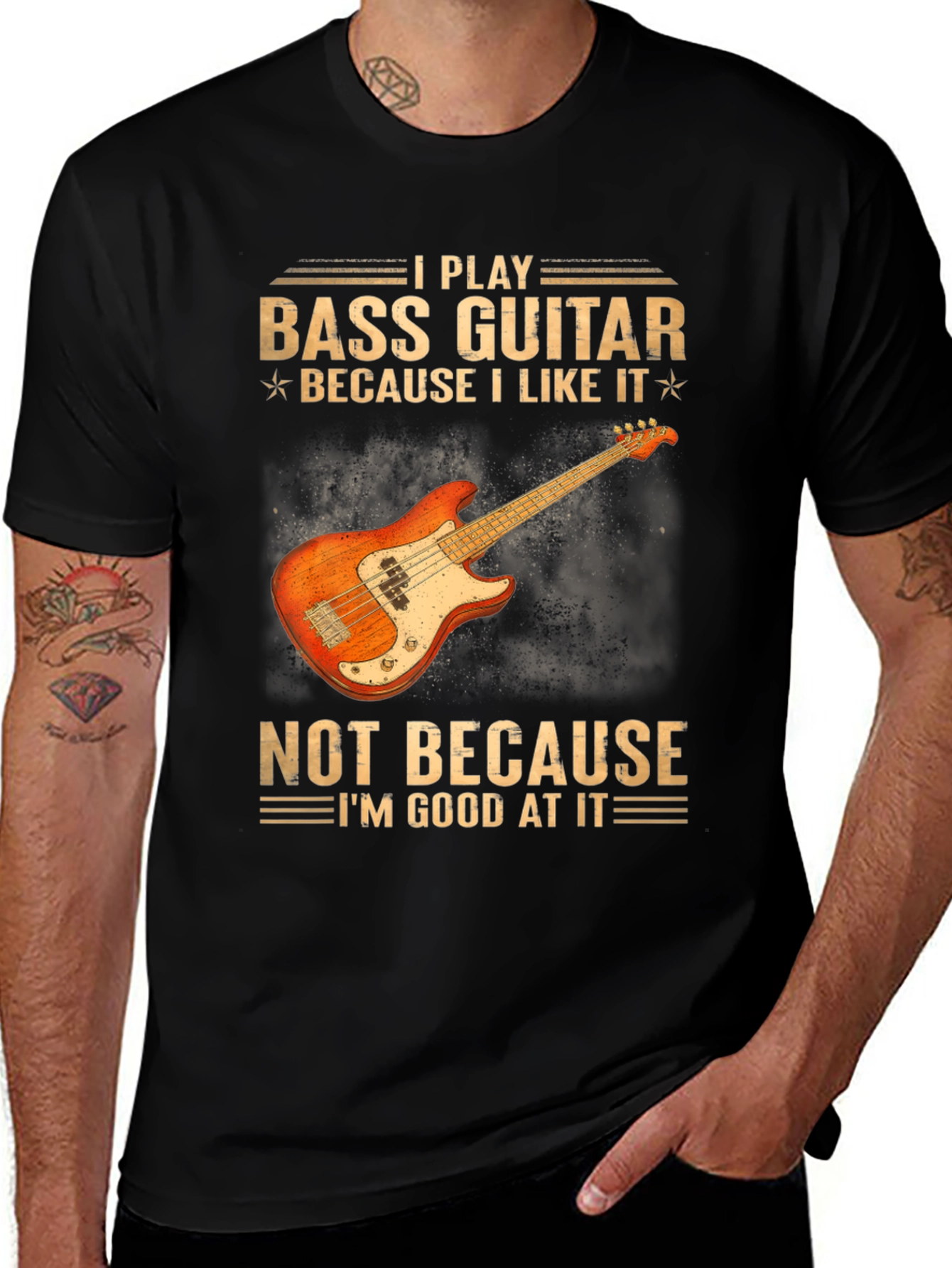 Bass Guitar Player T-Shirt - "Because I Like It"