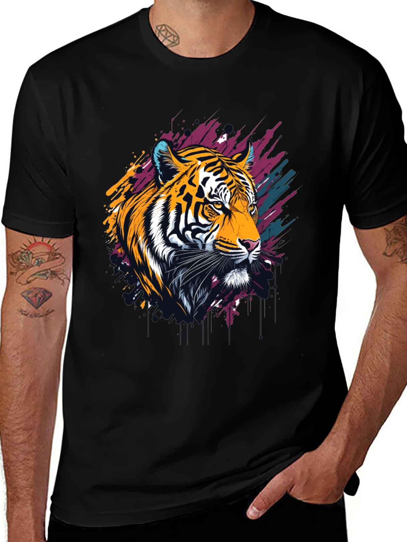 Variant 30 of Tiger Graphic Tee - Bold Artistic Design