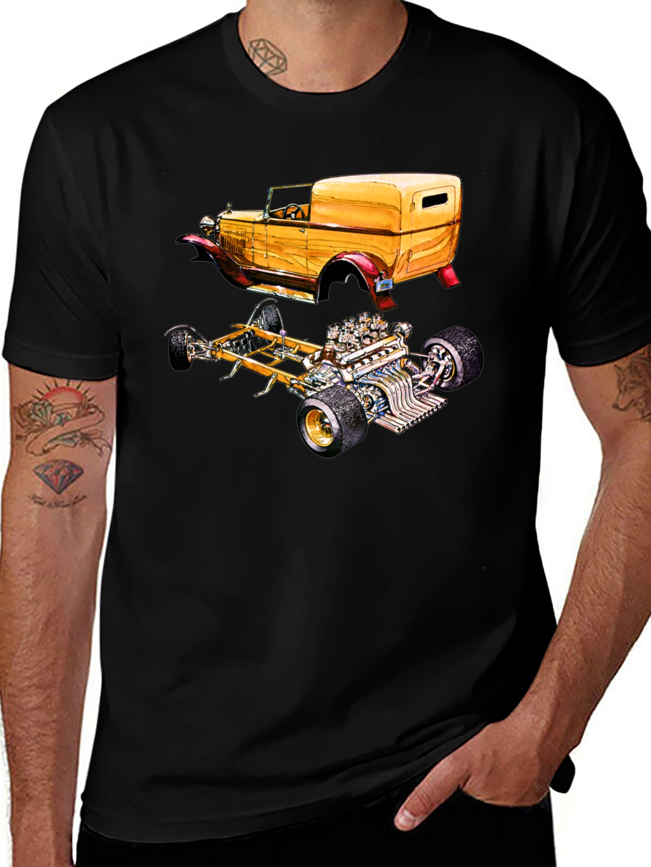 Variant 29 of Classic Car & Engine Black Graphic T-Shirt
