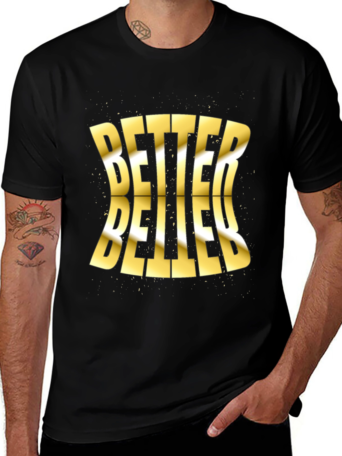 Variant 24 of Better Graphic Print Men's Black T-Shirt
