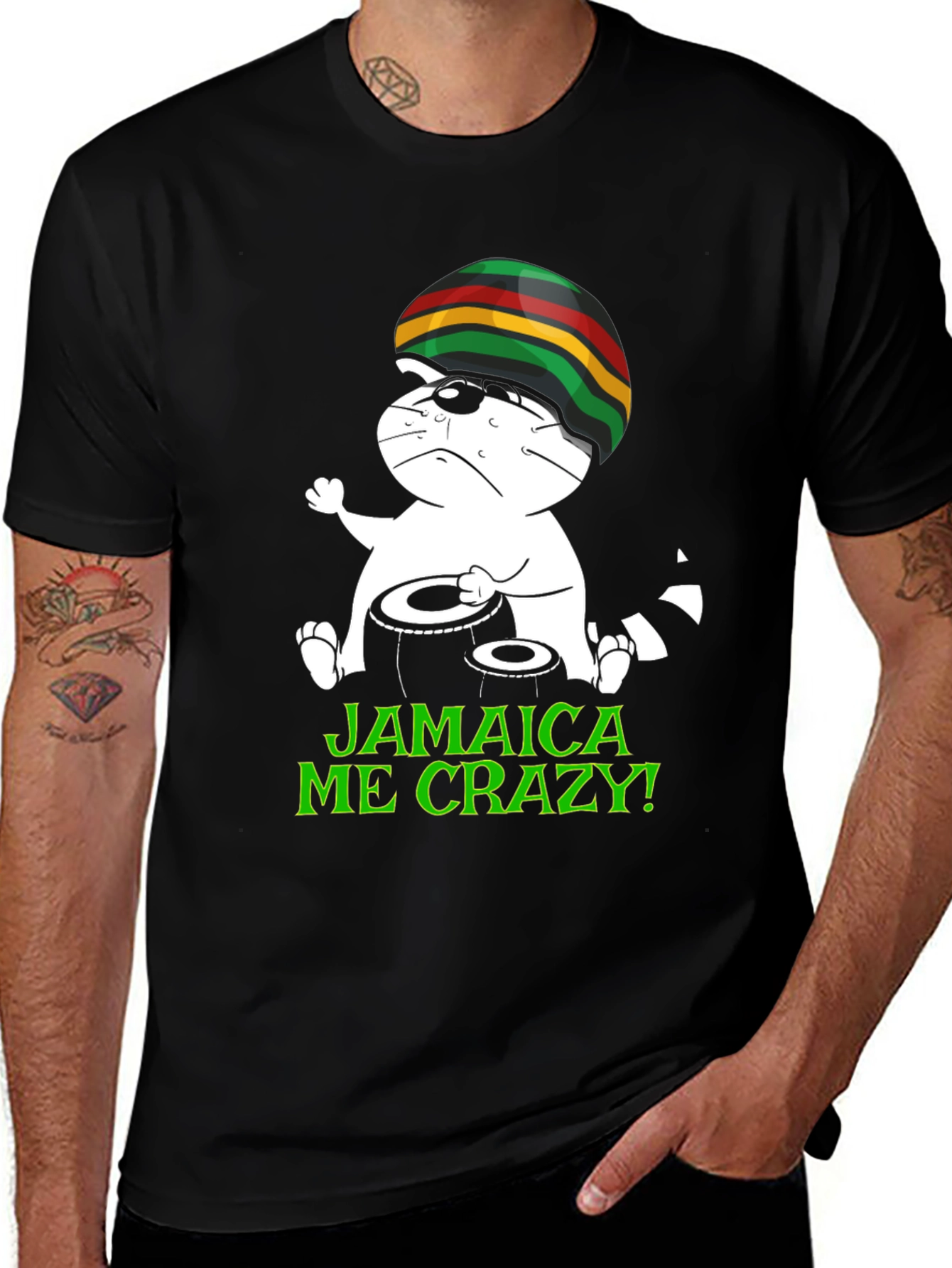 Variant 20 of Jamaica Me Crazy Rasta Cat T-Shirt