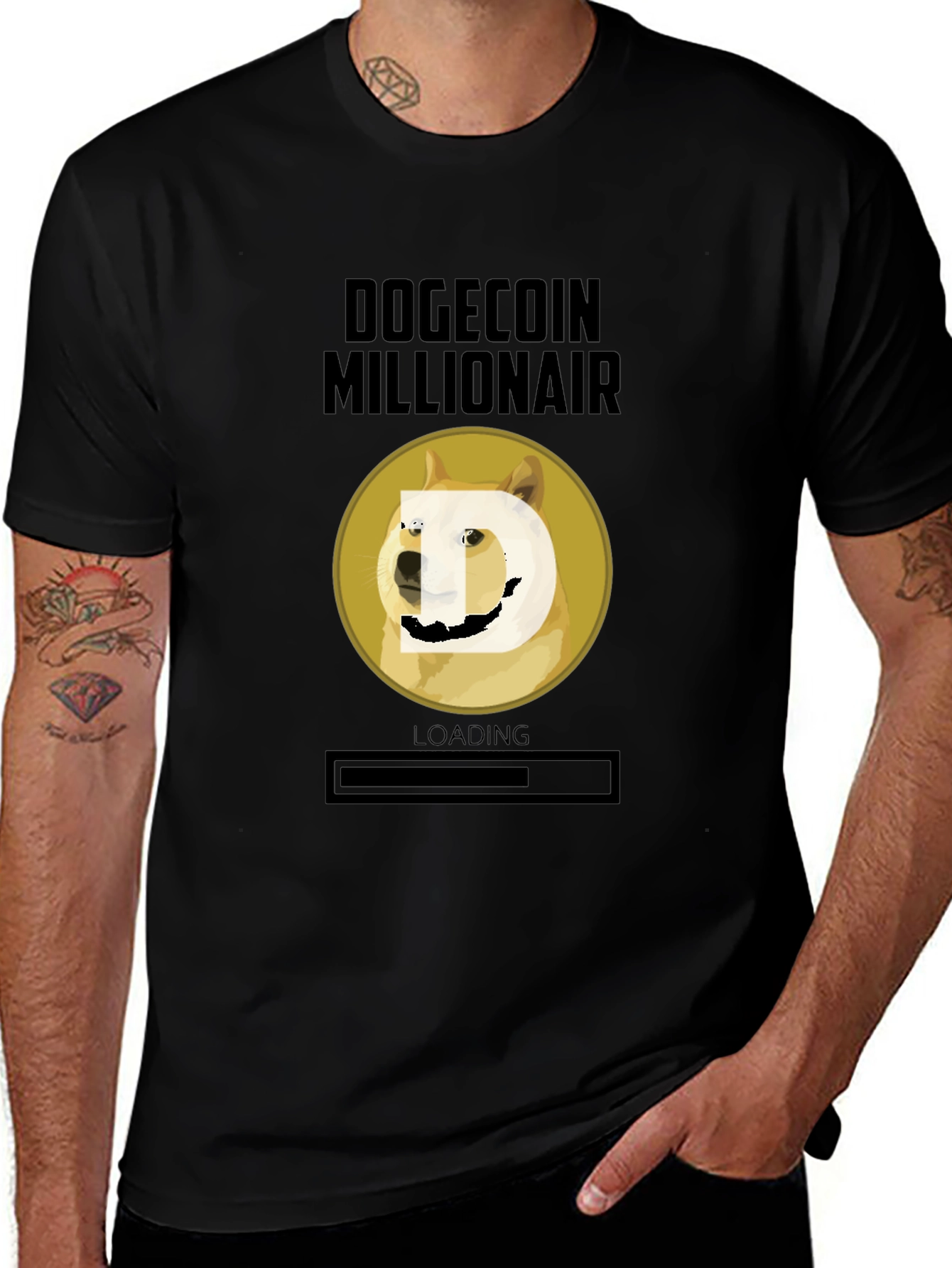 Dogecoin Millionaire Black T-Shirt - Crypto Humor