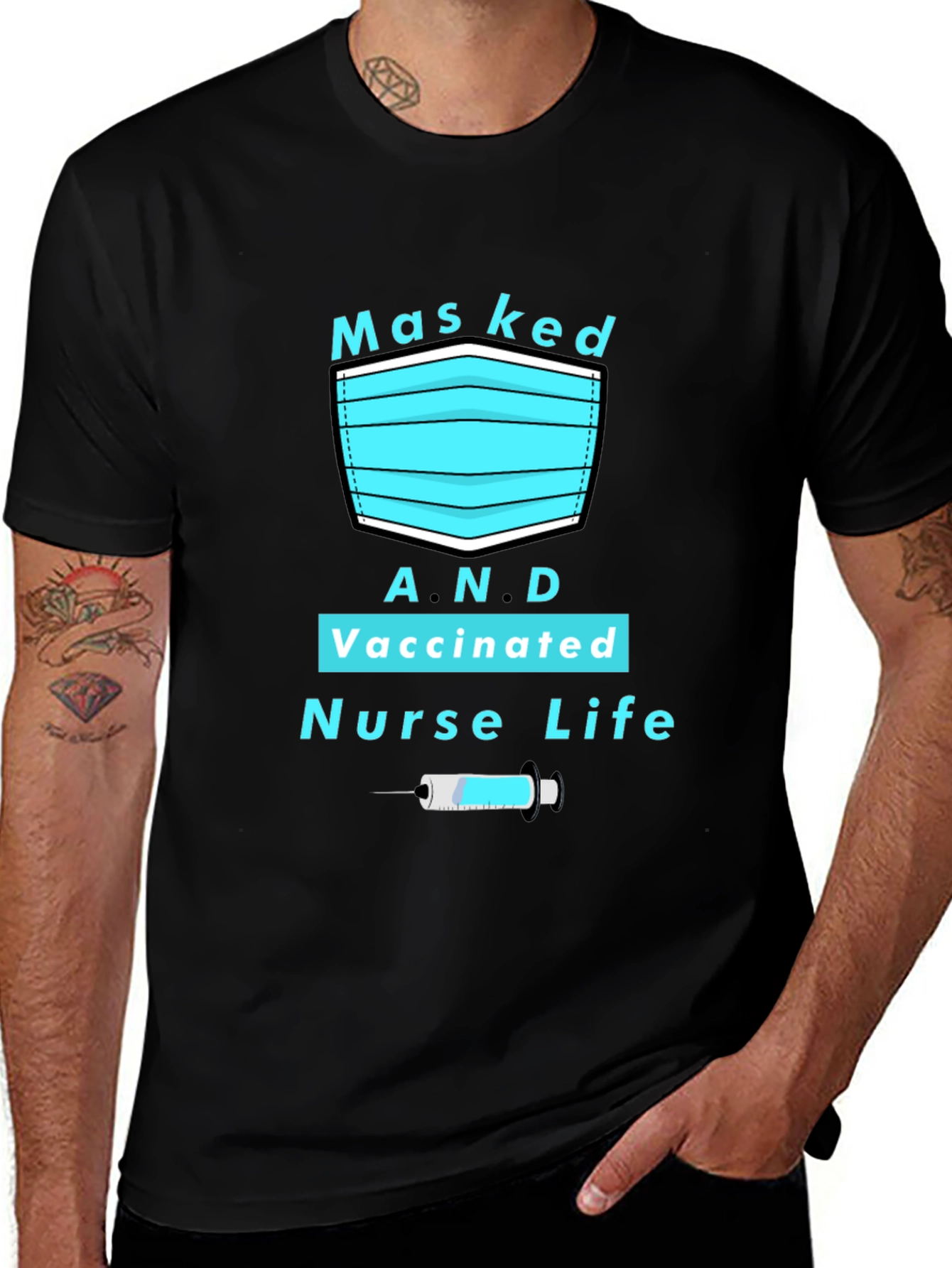 Variant 4 of Masked & Vaccinated Nurse Life T-Shirt