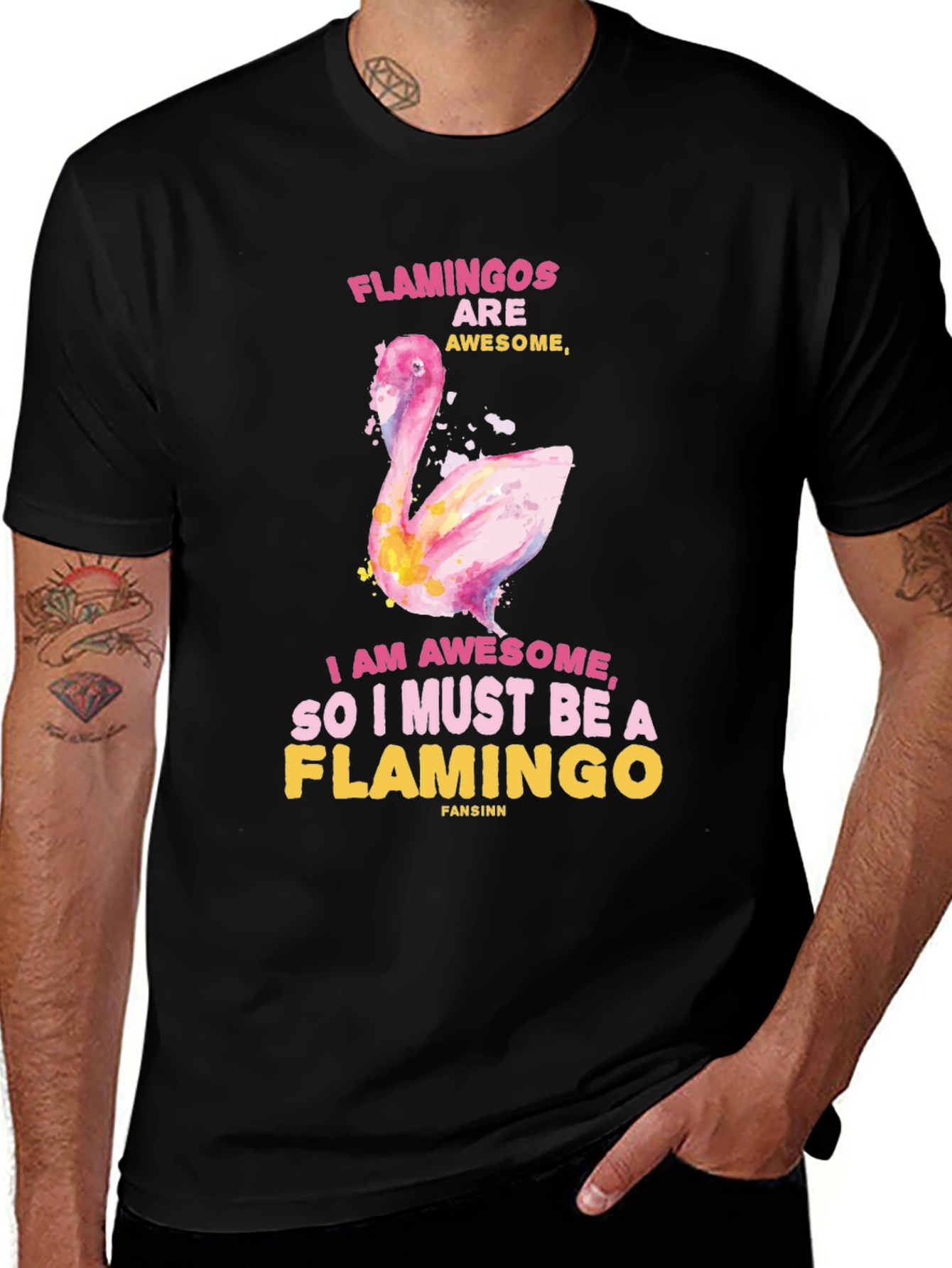 Variant 19 of Awesome Flamingo Graphic T-Shirt -  Unique Watercolor Style