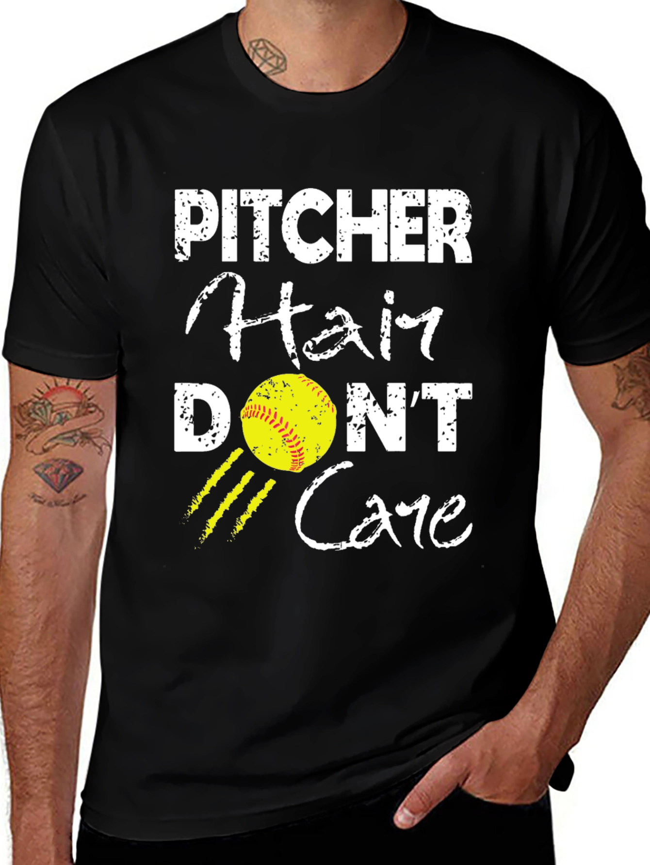 Variant 18 of Pitcher Hair Don't Care Graphic T-Shirt