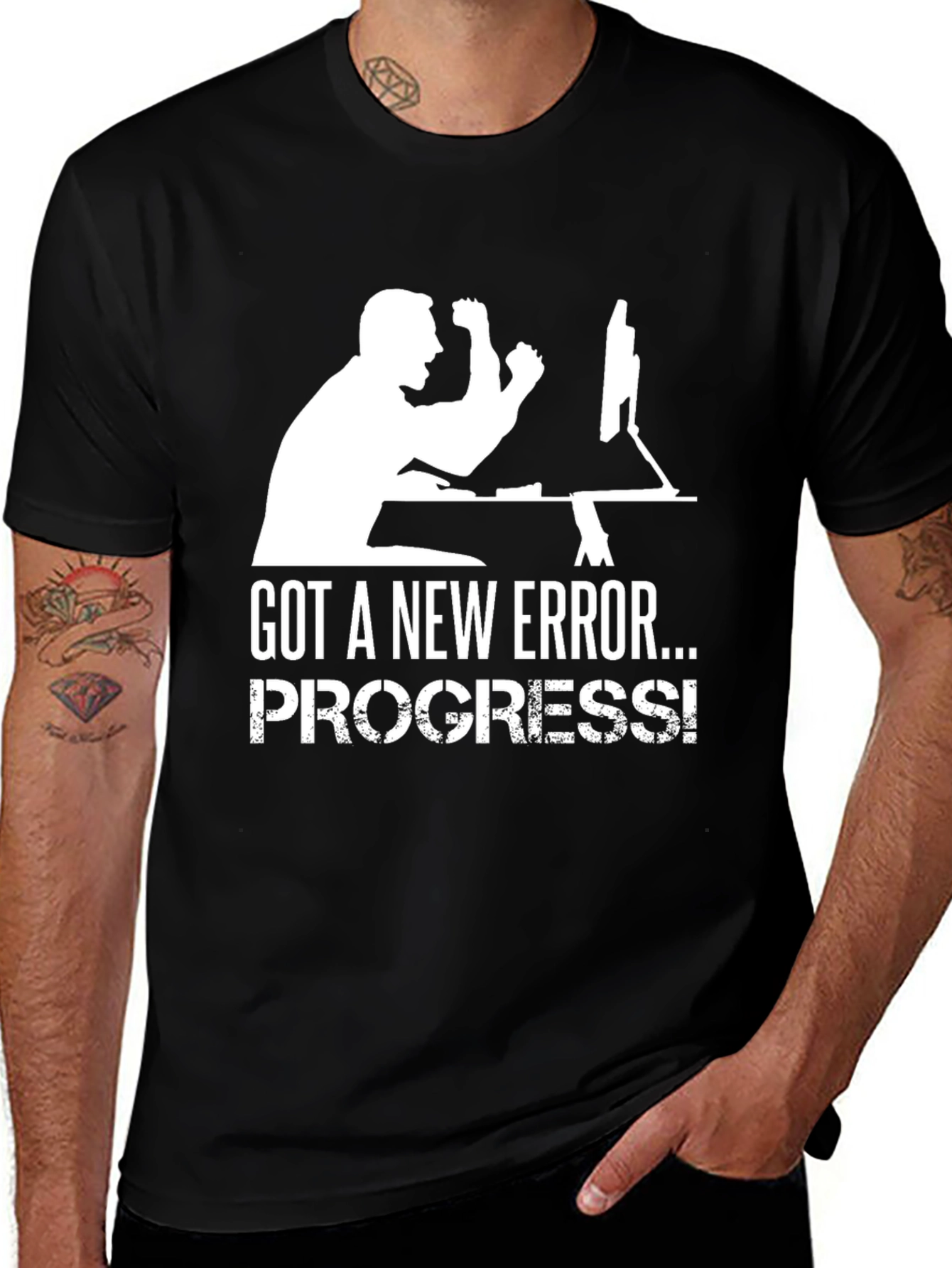 Variant 12 of New Error Progress T-Shirt - Black Programmer Humor Tee