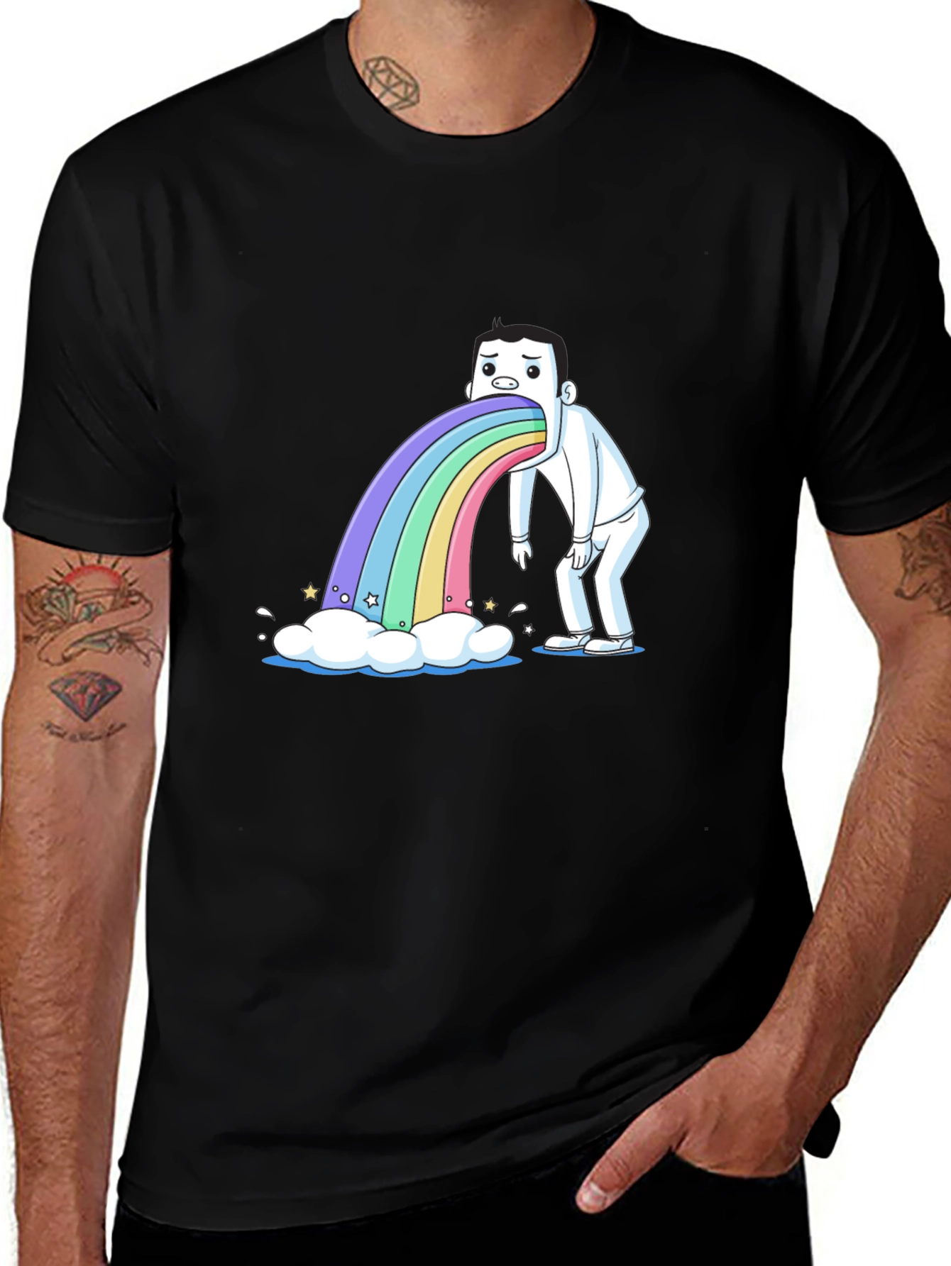 Variant 20 of Rainbow Puke T-Shirt - Funny Cartoon Tee