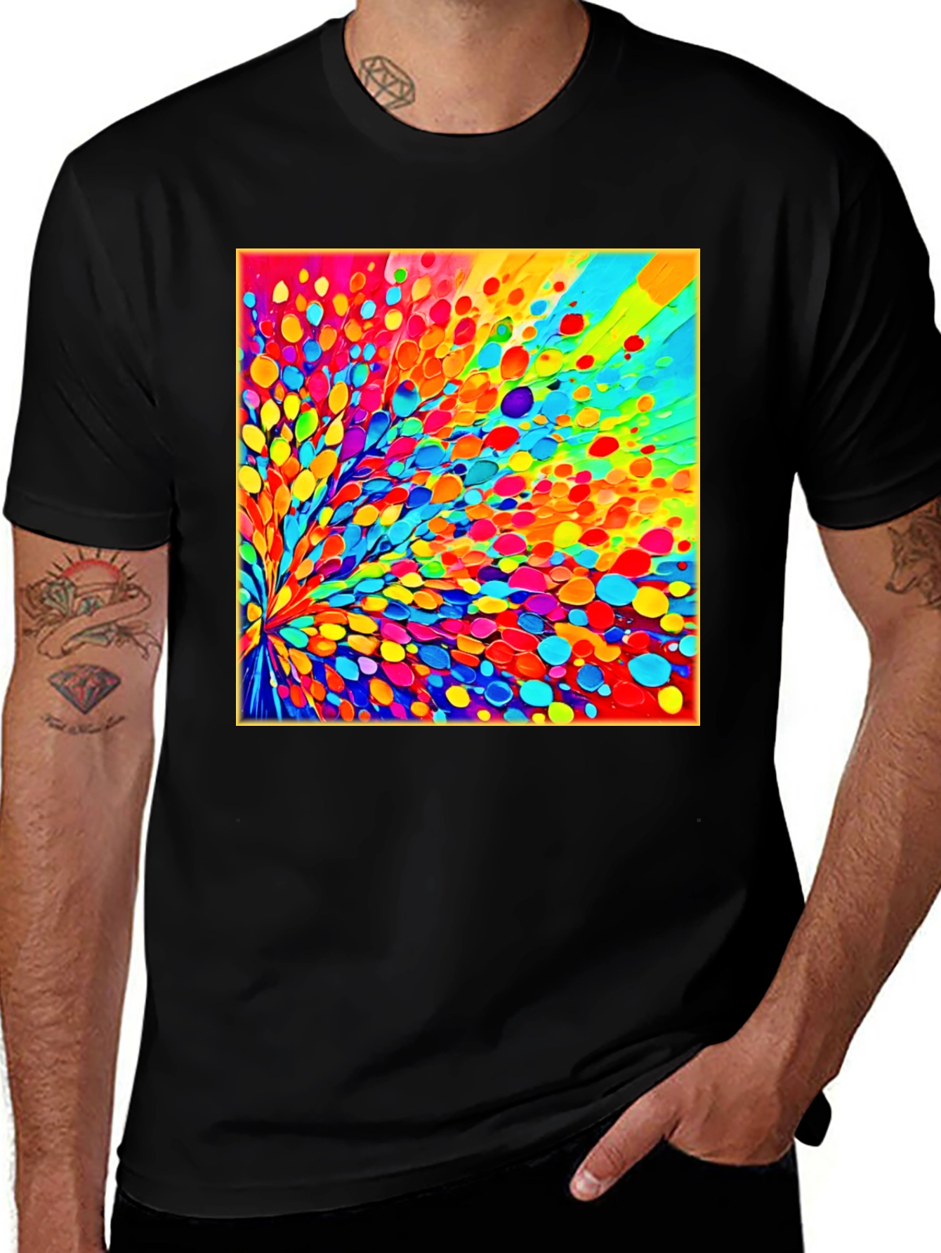 Variant 8 of Vibrant Abstract Art Black T-Shirt