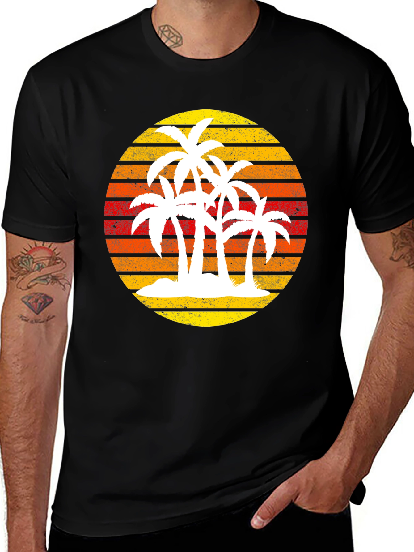 Variant 10 of Retro Palm Tree Sunset Graphic Tee