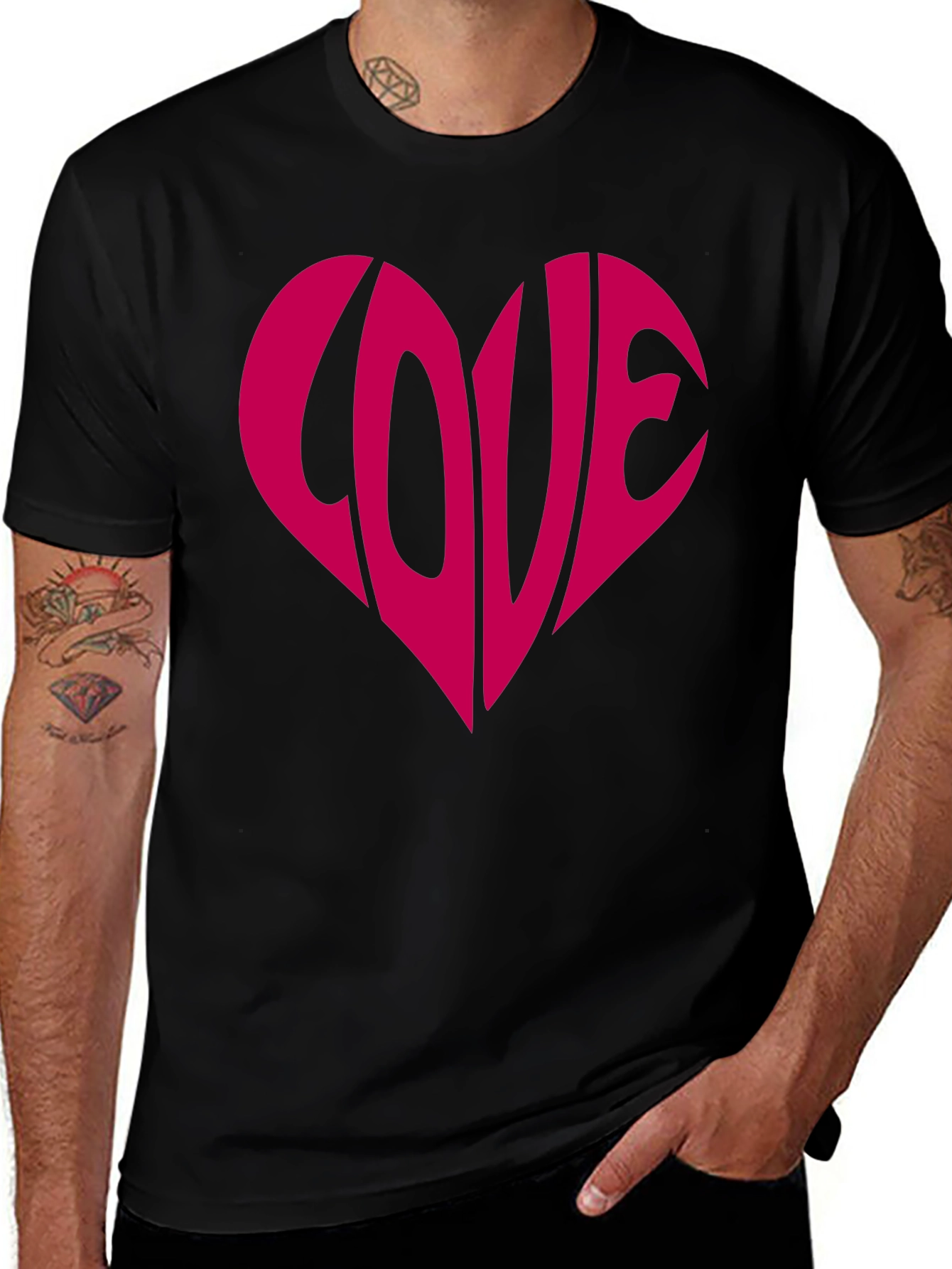 Variant 17 of Love Heart Graphic Tee - Stylish Black T-Shirt