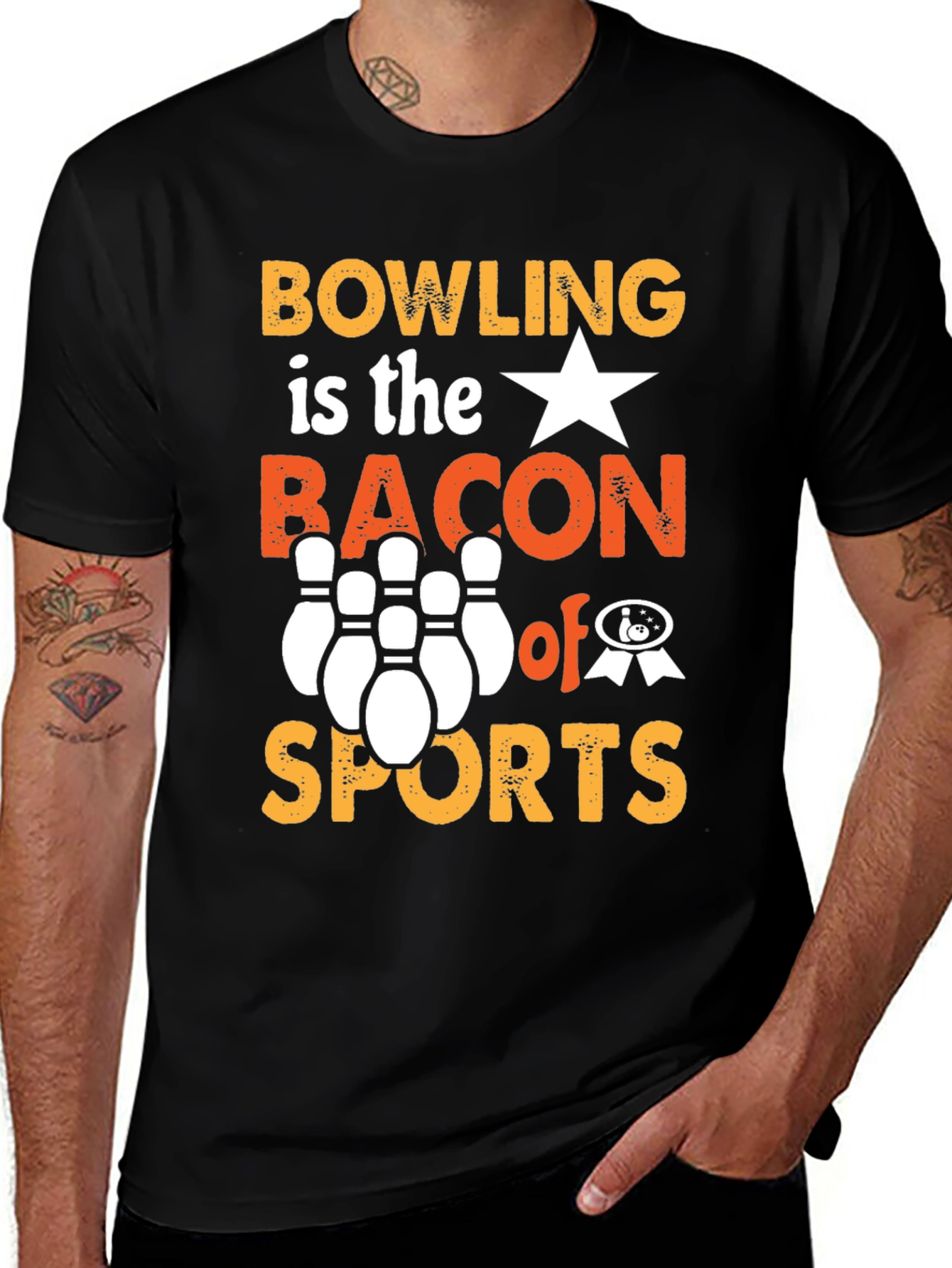 Black Bowling is the Bacon of Sports Graphic T-Shirt main image