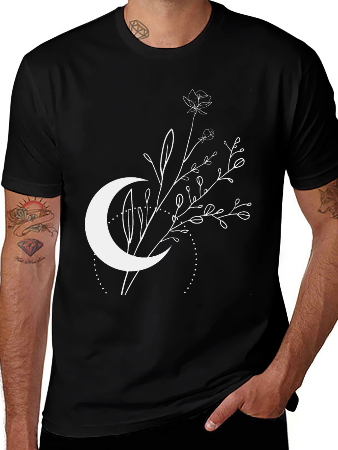 Variant 14 of Moon & Floral Graphic T-Shirt - Stylish Casual Wear