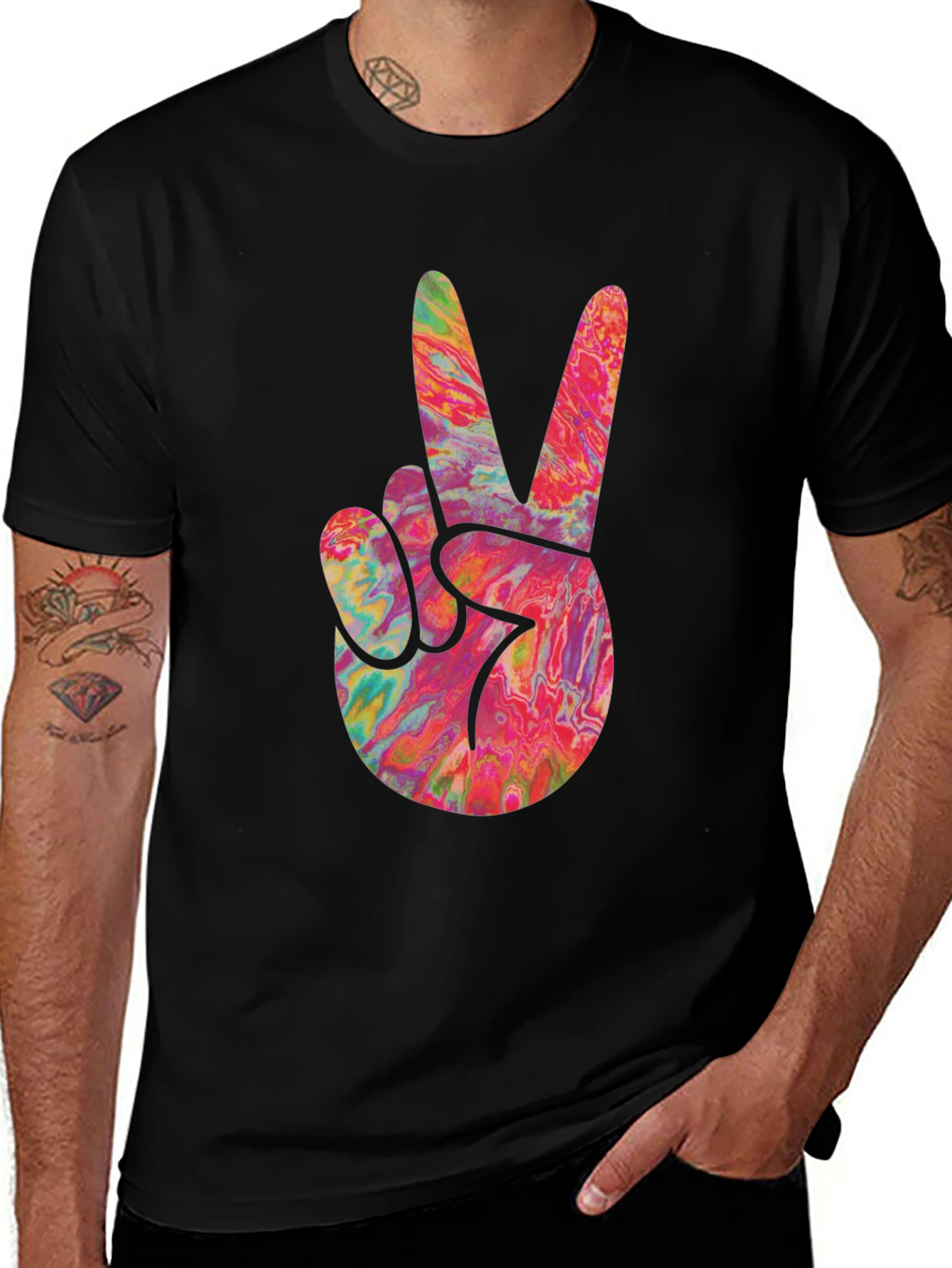 Variant 24 of Retro Peace Sign Tie Dye Graphic T-Shirt