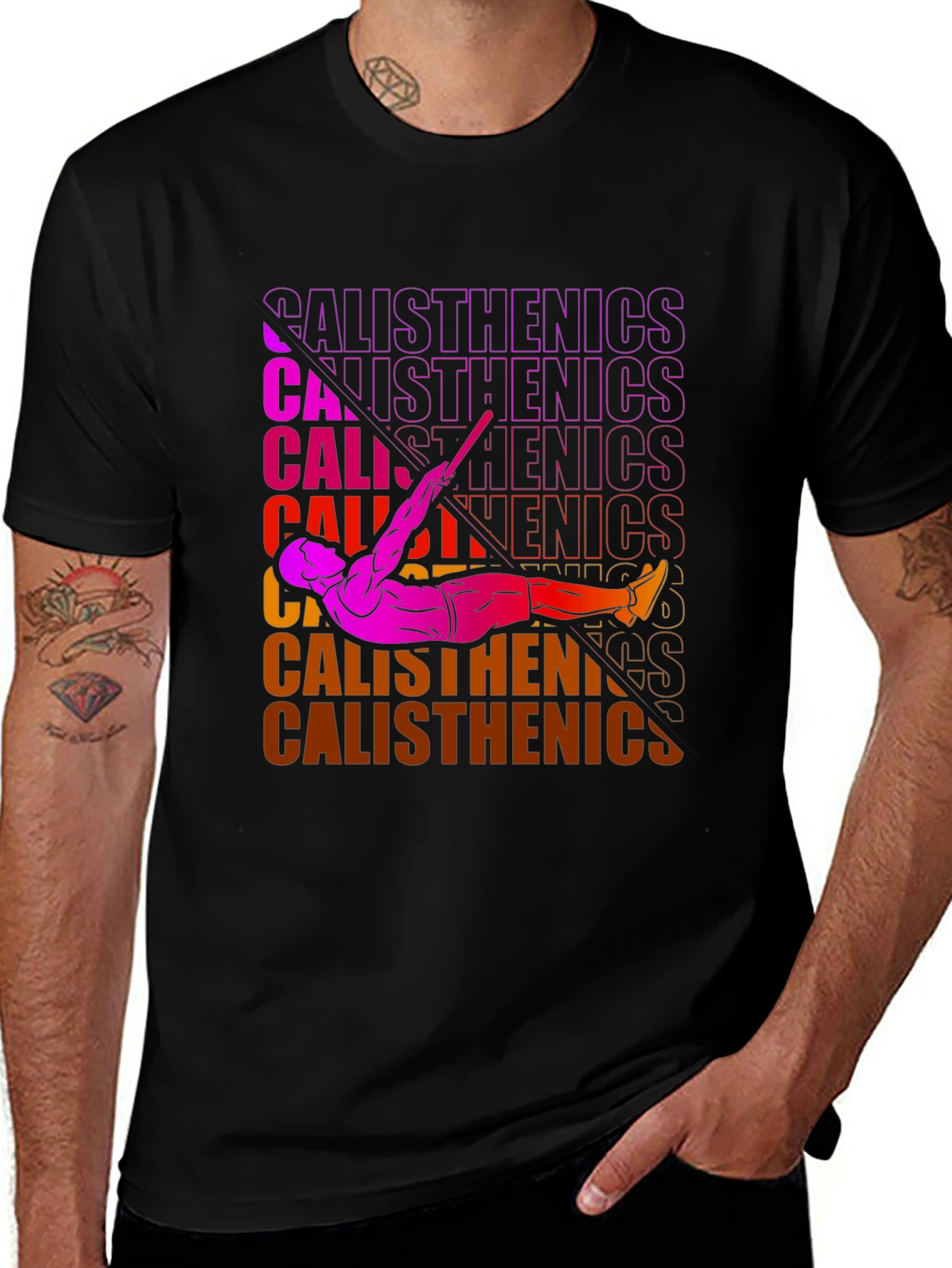 Variant 24 of Calisthenics Graphic Tee - Black Cotton Shirt