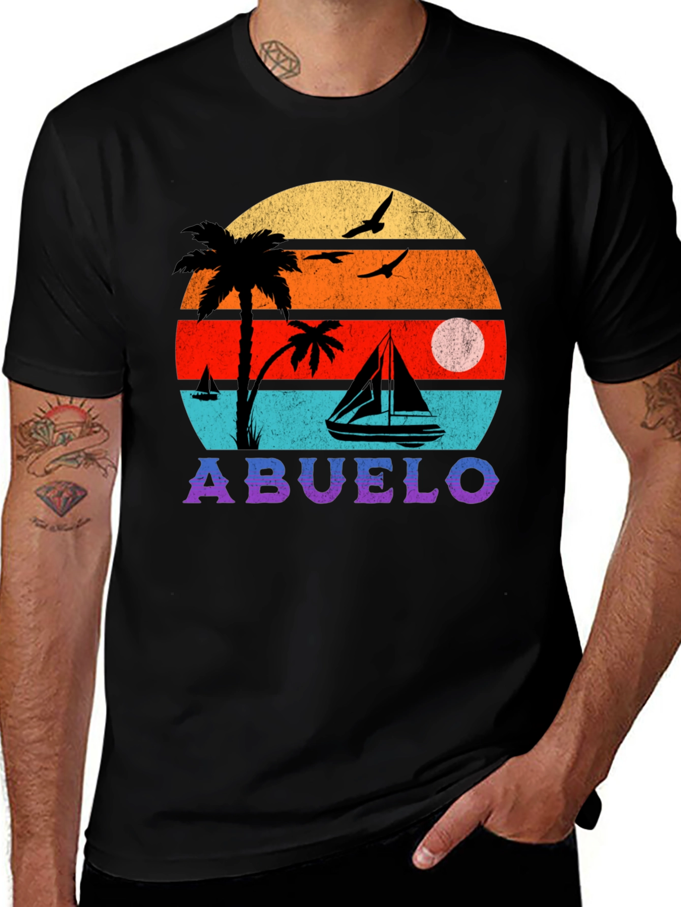 Variant 27 of Abuelo Retro Sunset Graphic T-Shirt