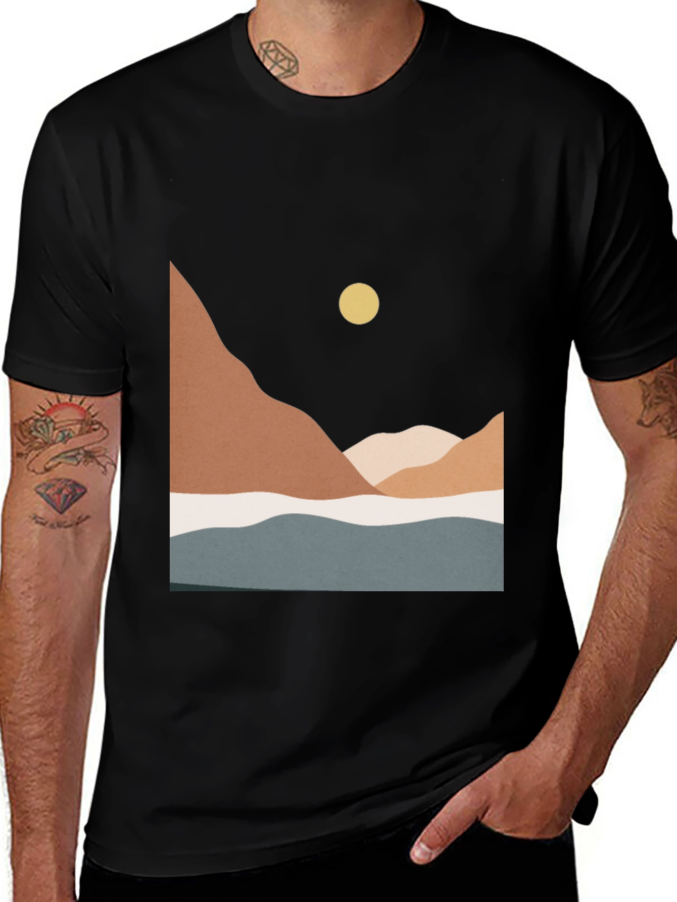 Variant 18 of Minimalist Mountain Scene Graphic Tee