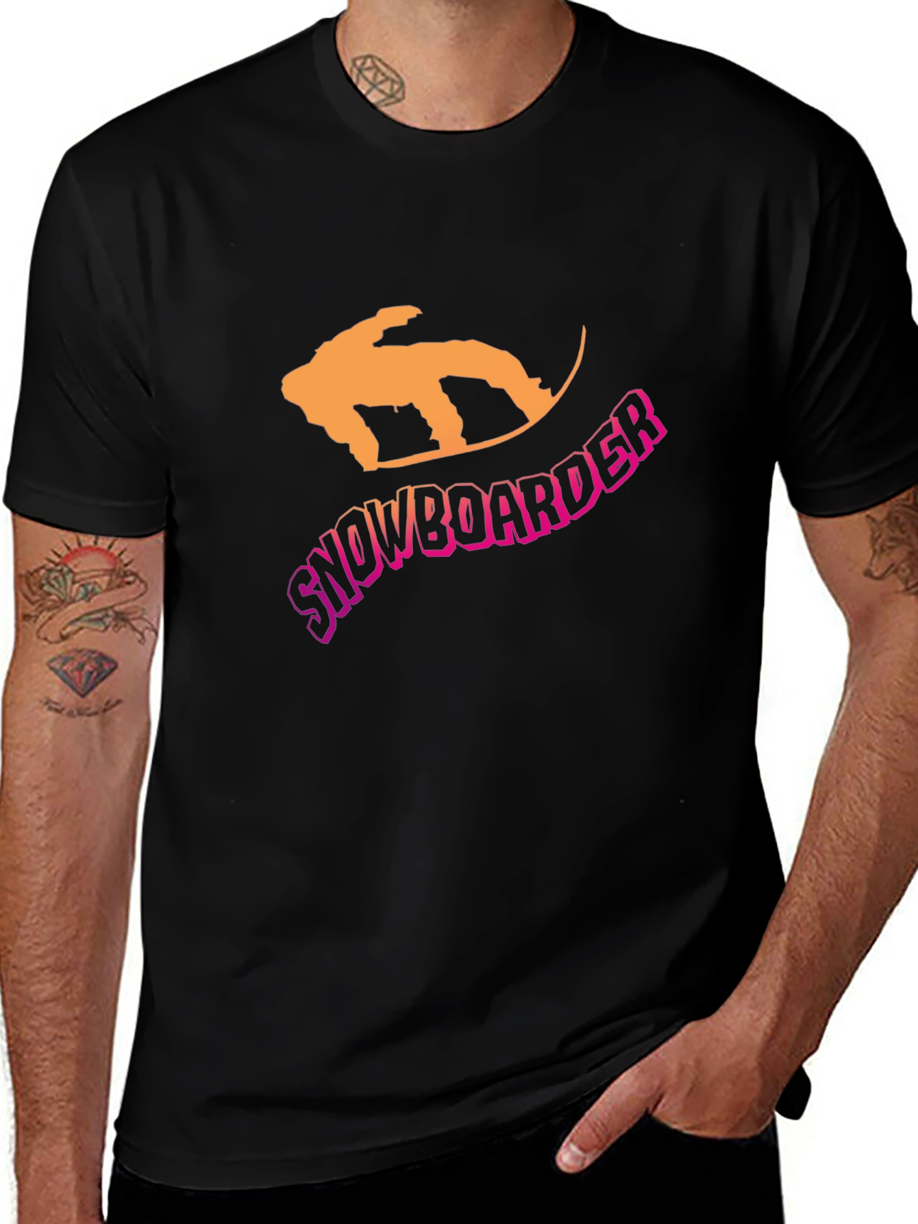 Variant 6 of Snowboarder Graphic Tee - Black Crew Neck T-Shirt