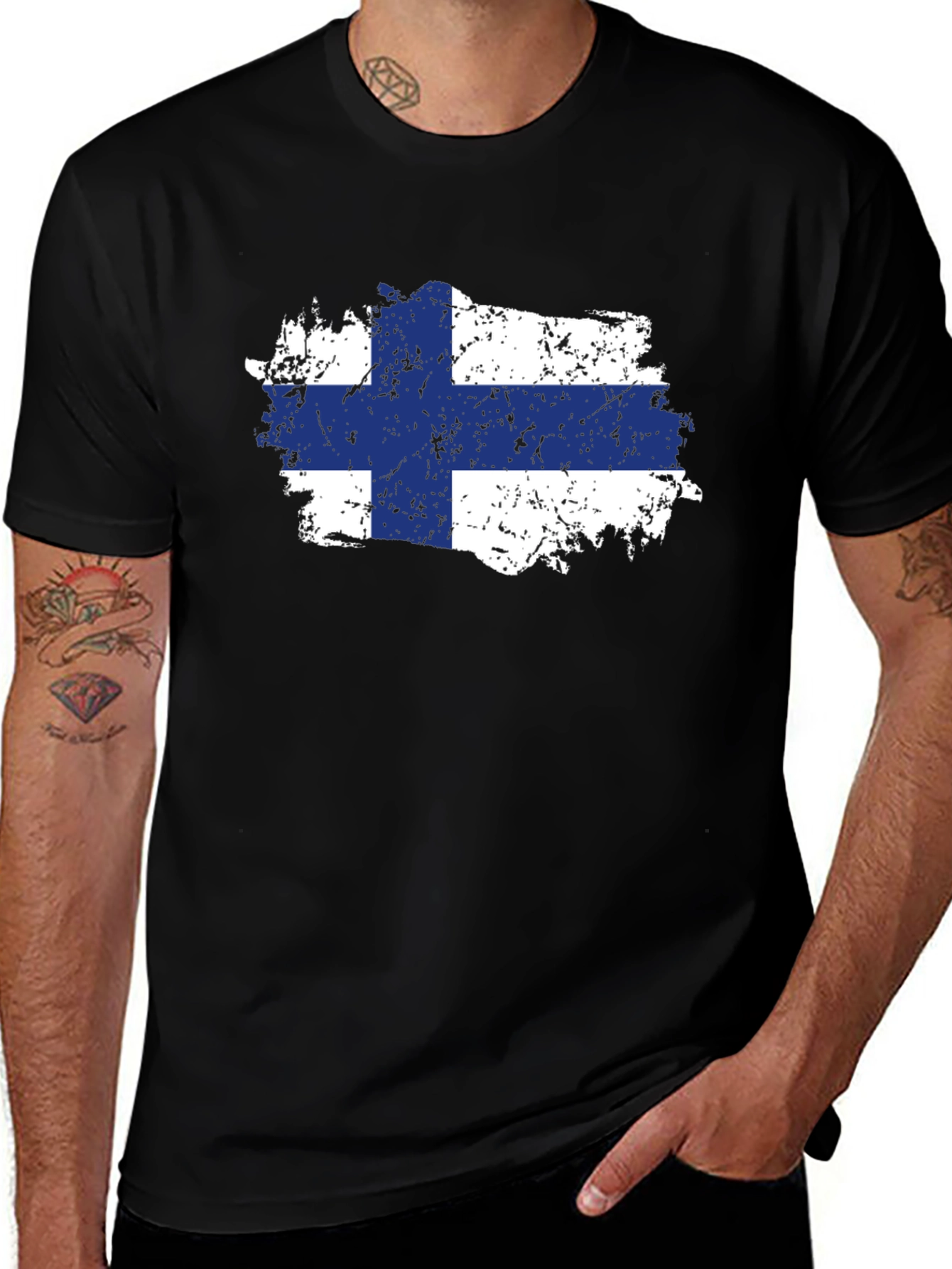 Finland Flag T-Shirt - Distressed Finish