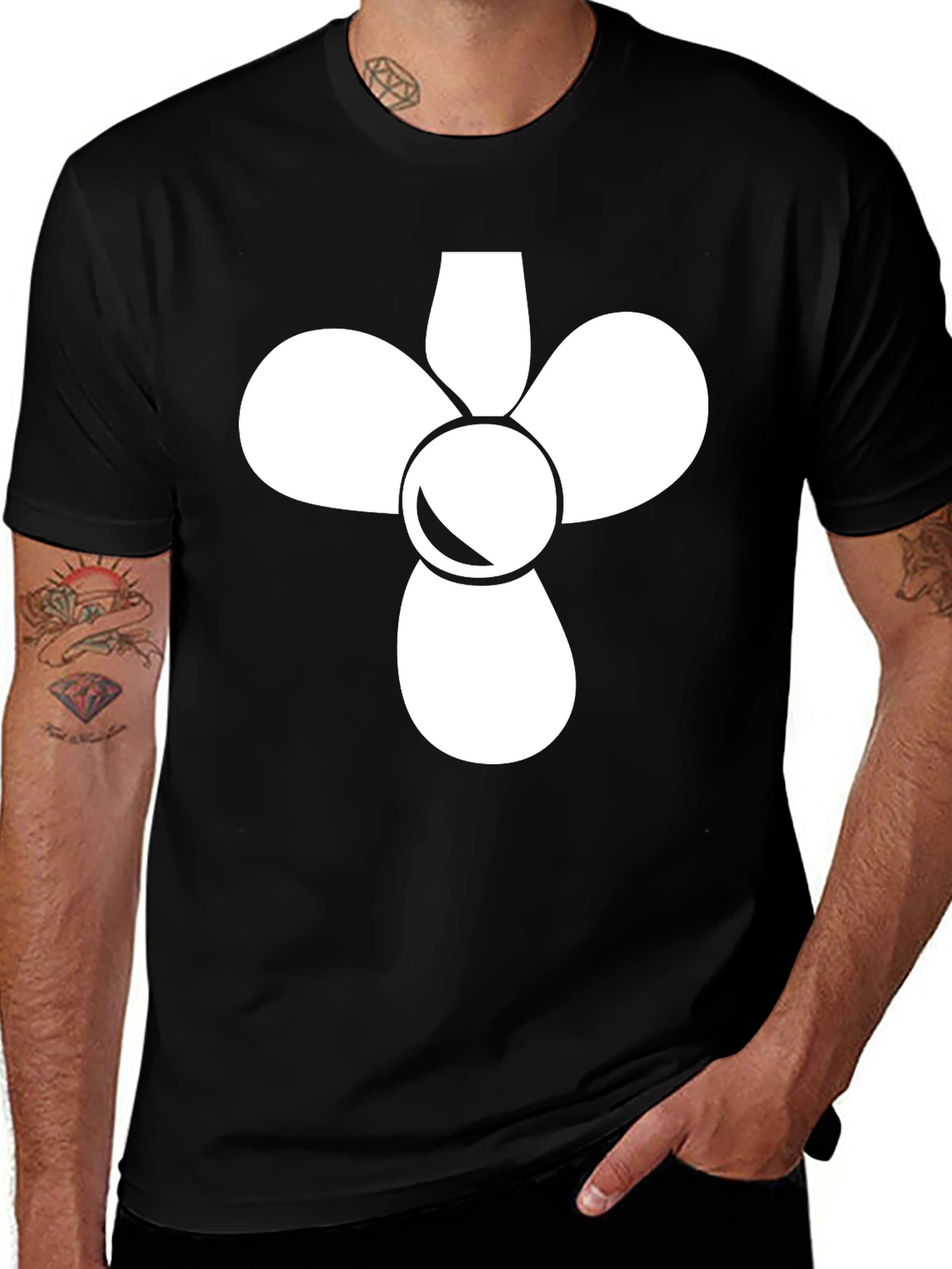 Fan Graphic Black T-Shirt - Cool Design